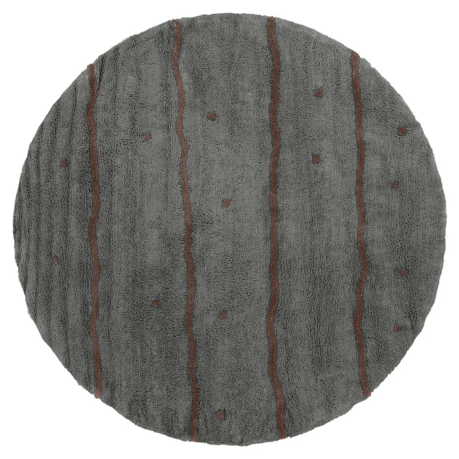 Rund Teppich - Leora Natural Cotton Shaggy (schwarz/braun)