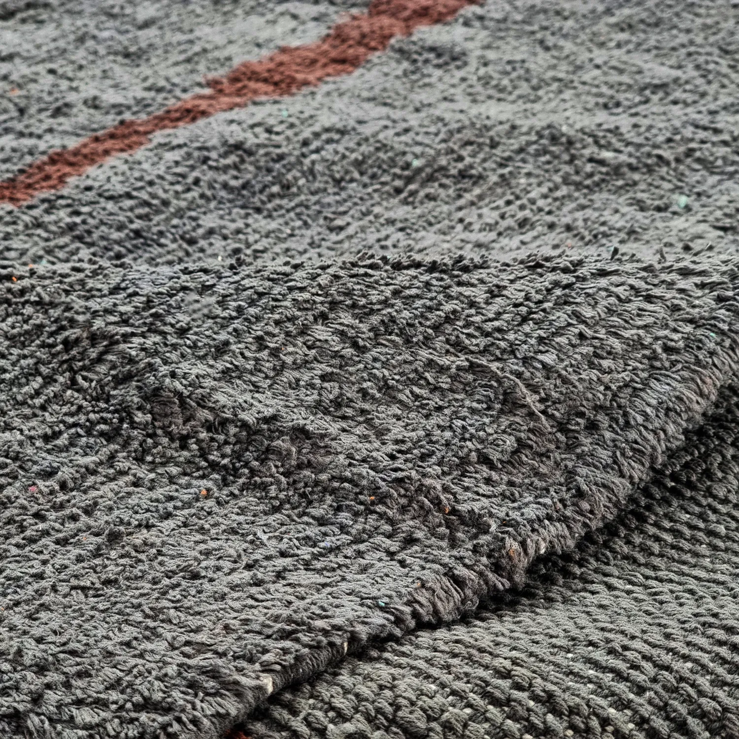 Rund Teppich - Leora Natural Cotton Shaggy (schwarz/braun)