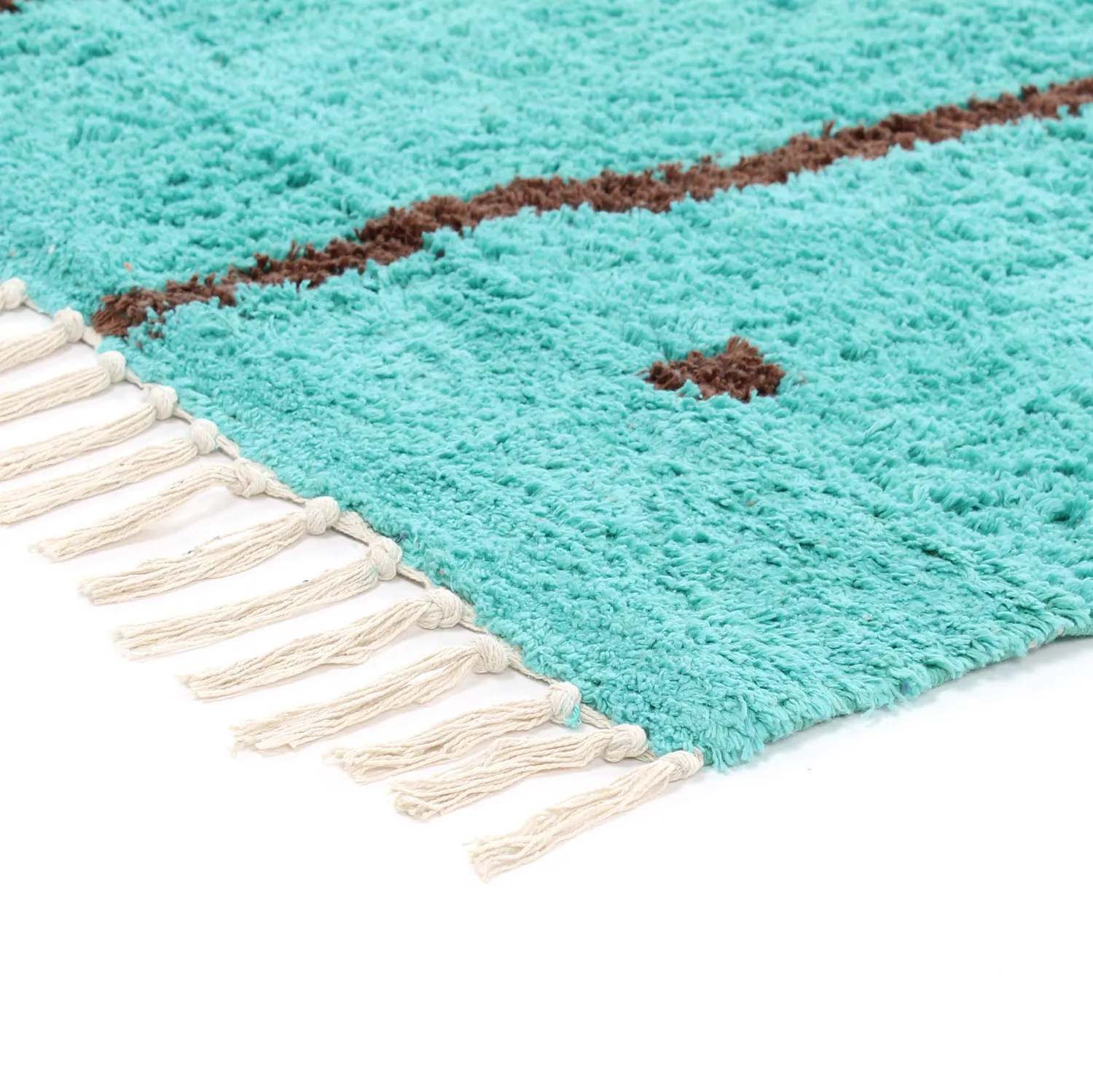 Hochflorteppiche - Leora Natural Cotton Shaggy (türkis/braun)