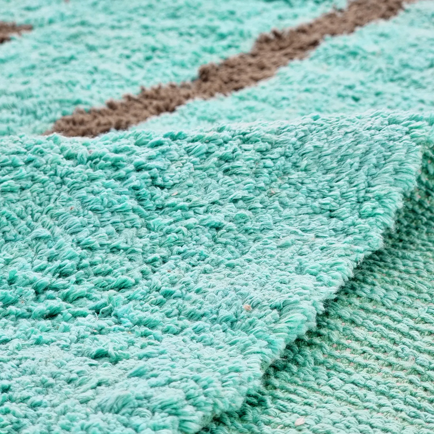 Rund Teppich - Leora Natural Cotton Shaggy (türkis/braun)