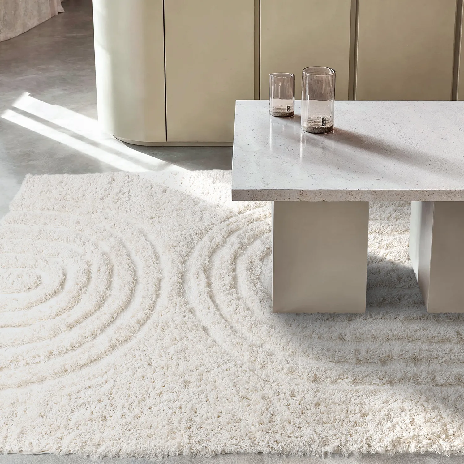 Hochflorteppiche - Lindos Natural Cotton Shaggy (weiß)