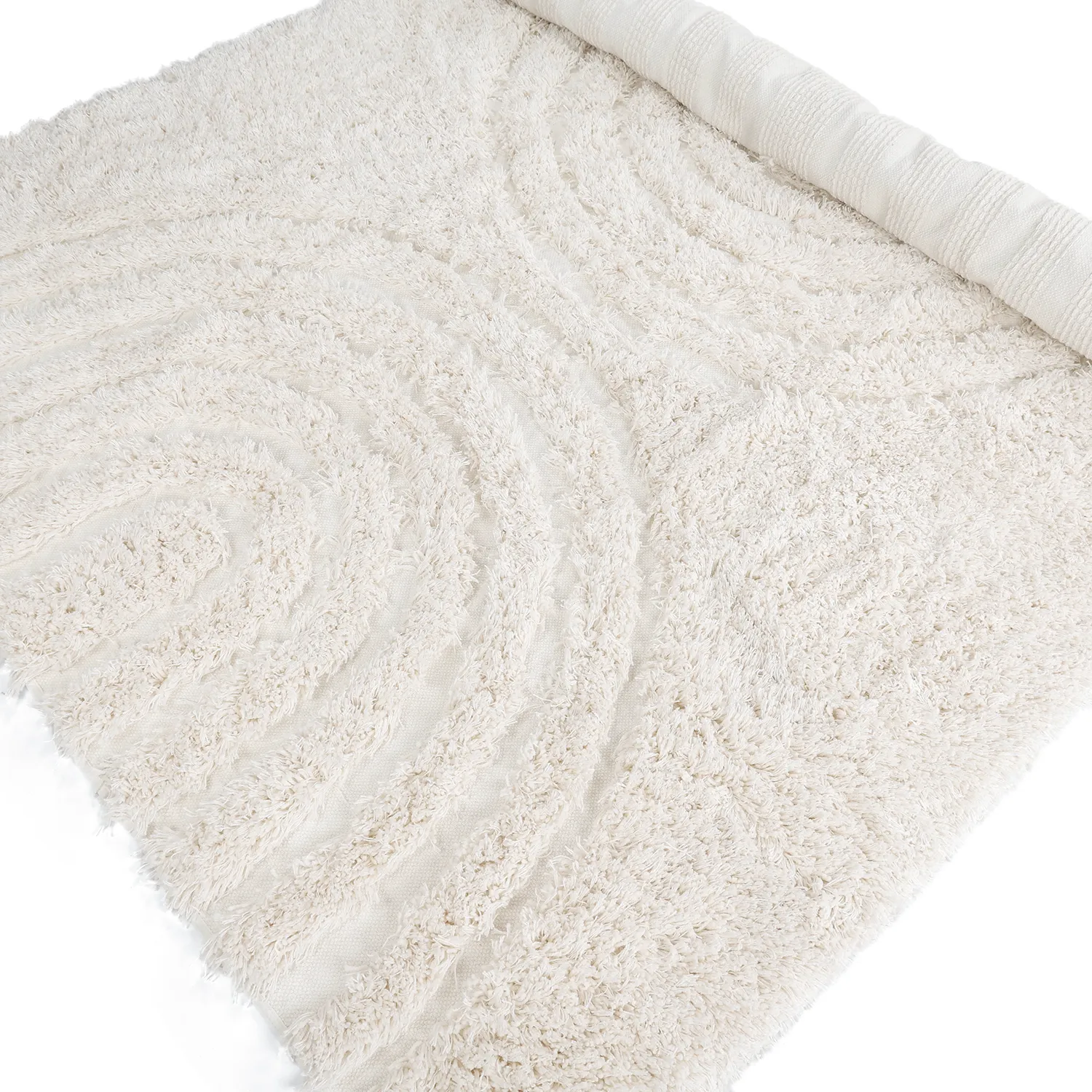 Hochflorteppiche - Lindos Natural Cotton Shaggy (weiß)