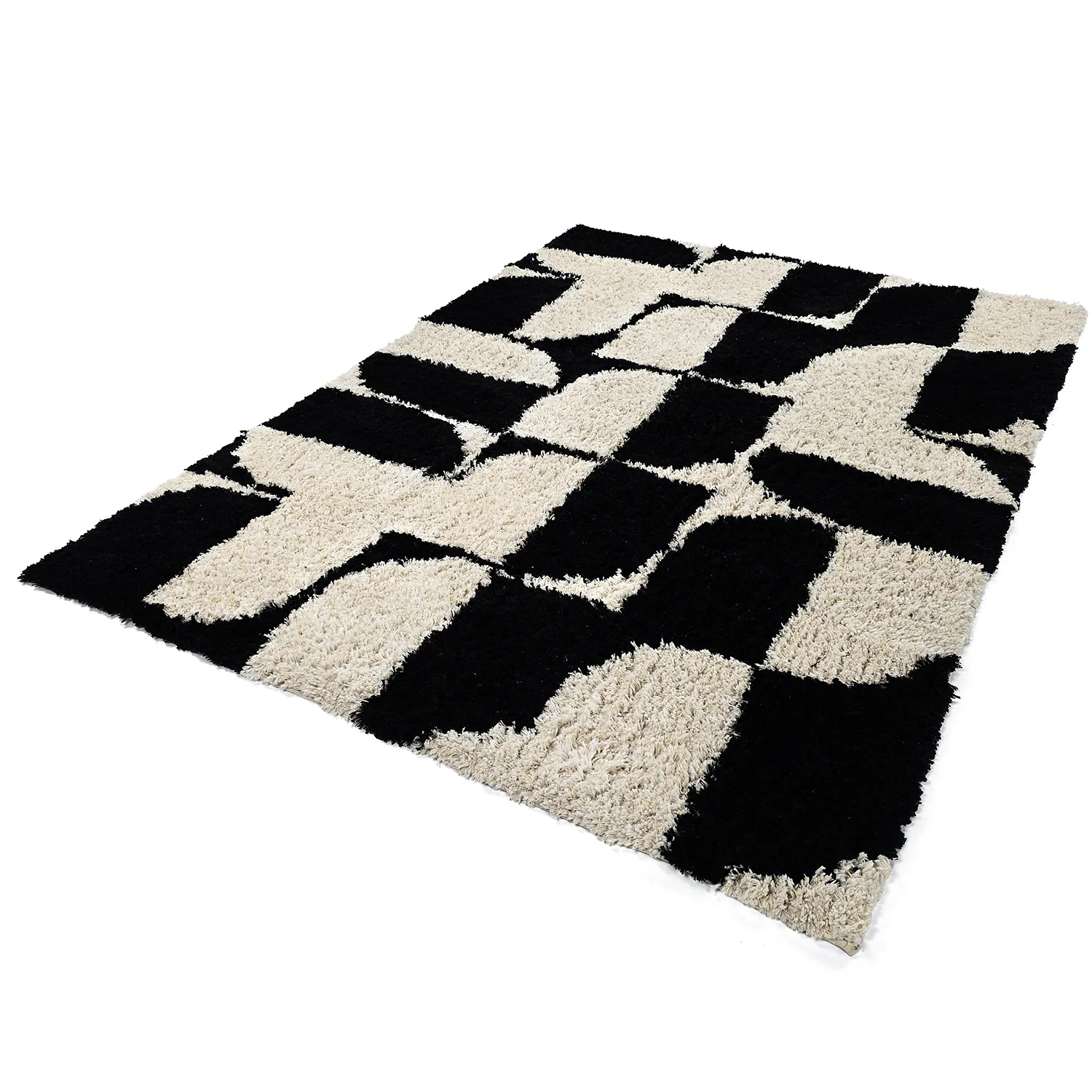 Hochflorteppiche - Marvao Natural Cotton Shaggy (offwhite/schwarz)