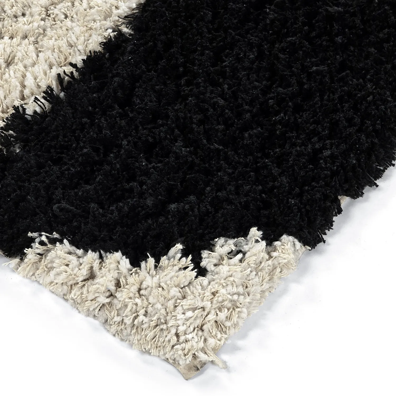 Hochflorteppiche - Marvao Natural Cotton Shaggy (offwhite/schwarz)