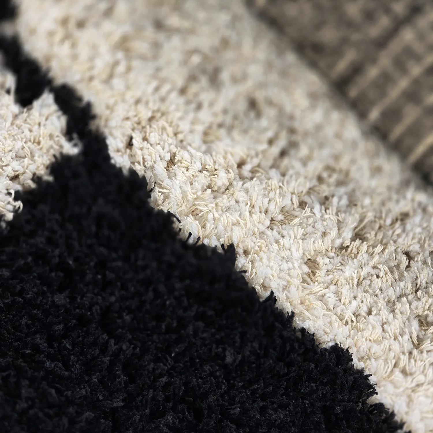 Hochflorteppiche - Marvao Natural Cotton Shaggy (offwhite/schwarz)