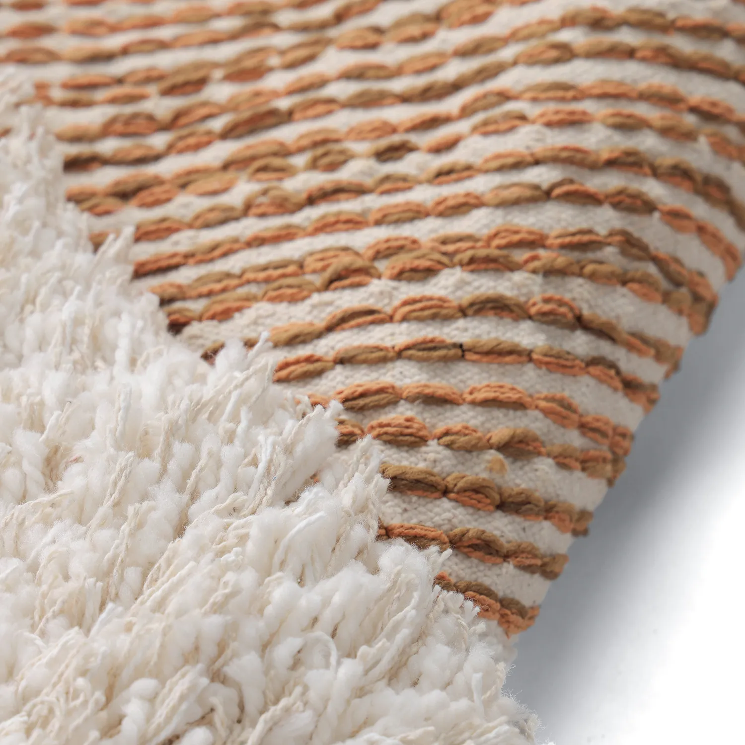 Hochflorteppiche - Kalymnos Natural Cotton Shaggy (offwhite/ocker)