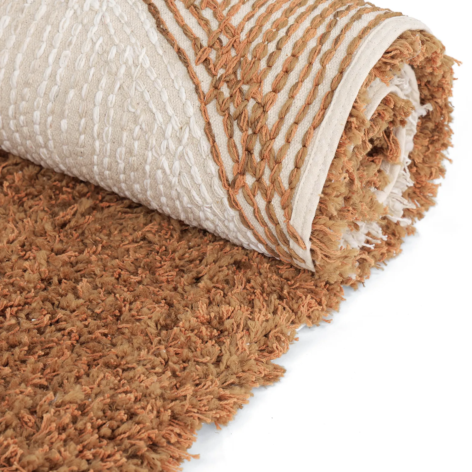 Hochflorteppiche - Kalymnos Natural Cotton Shaggy (offwhite/ocker)