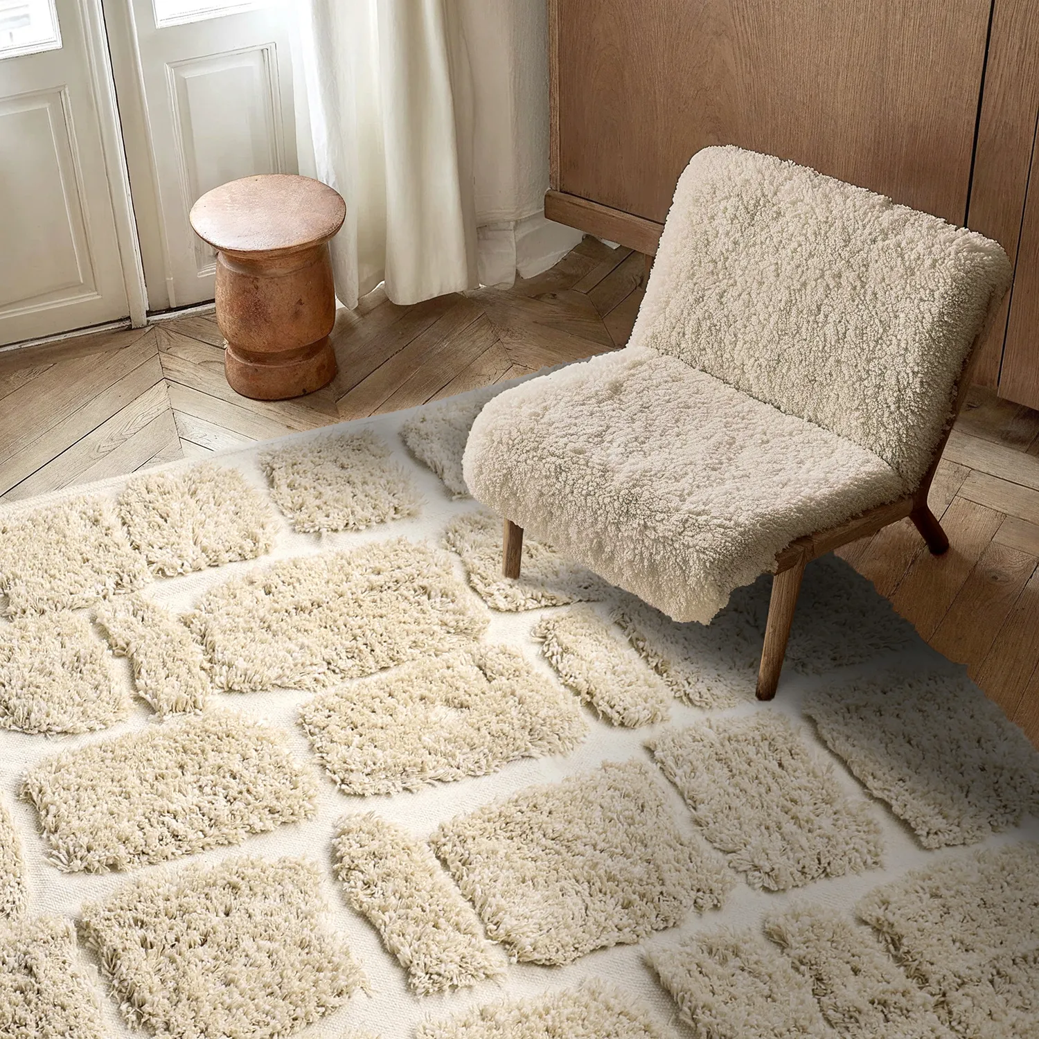 Hochflorteppiche - Otranto Natural Cotton Shaggy (cremefarben)
