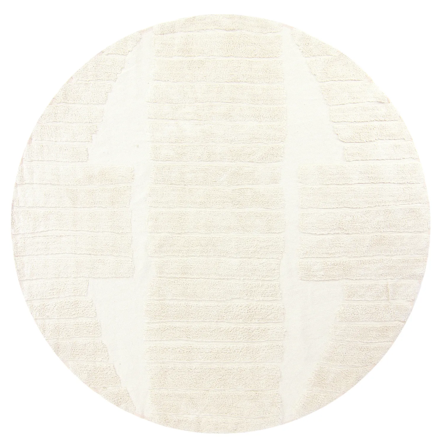 Rund Teppich - Rani Natural Cotton Shaggy (cremefarben)