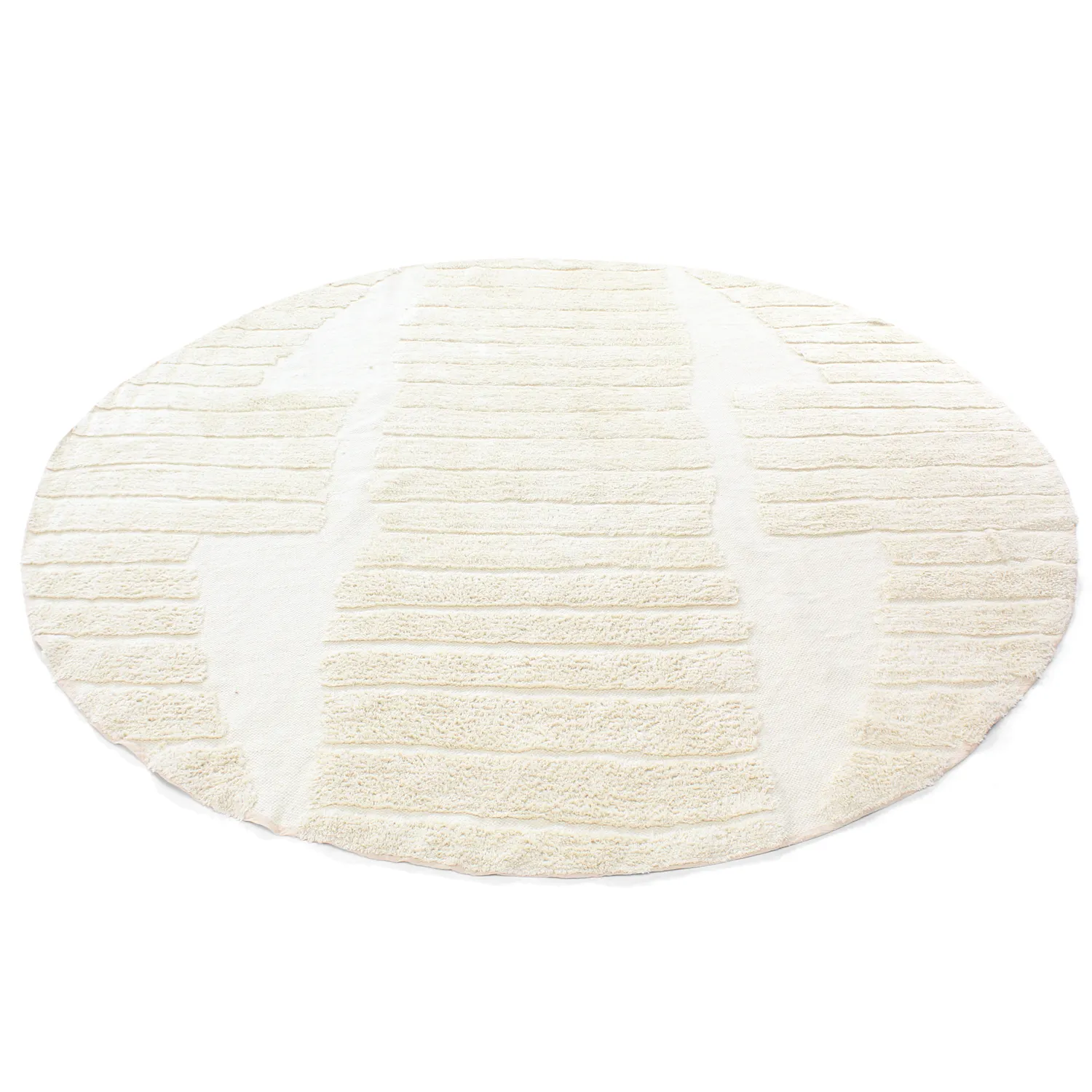 Rund Teppich - Rani Natural Cotton Shaggy (cremefarben)