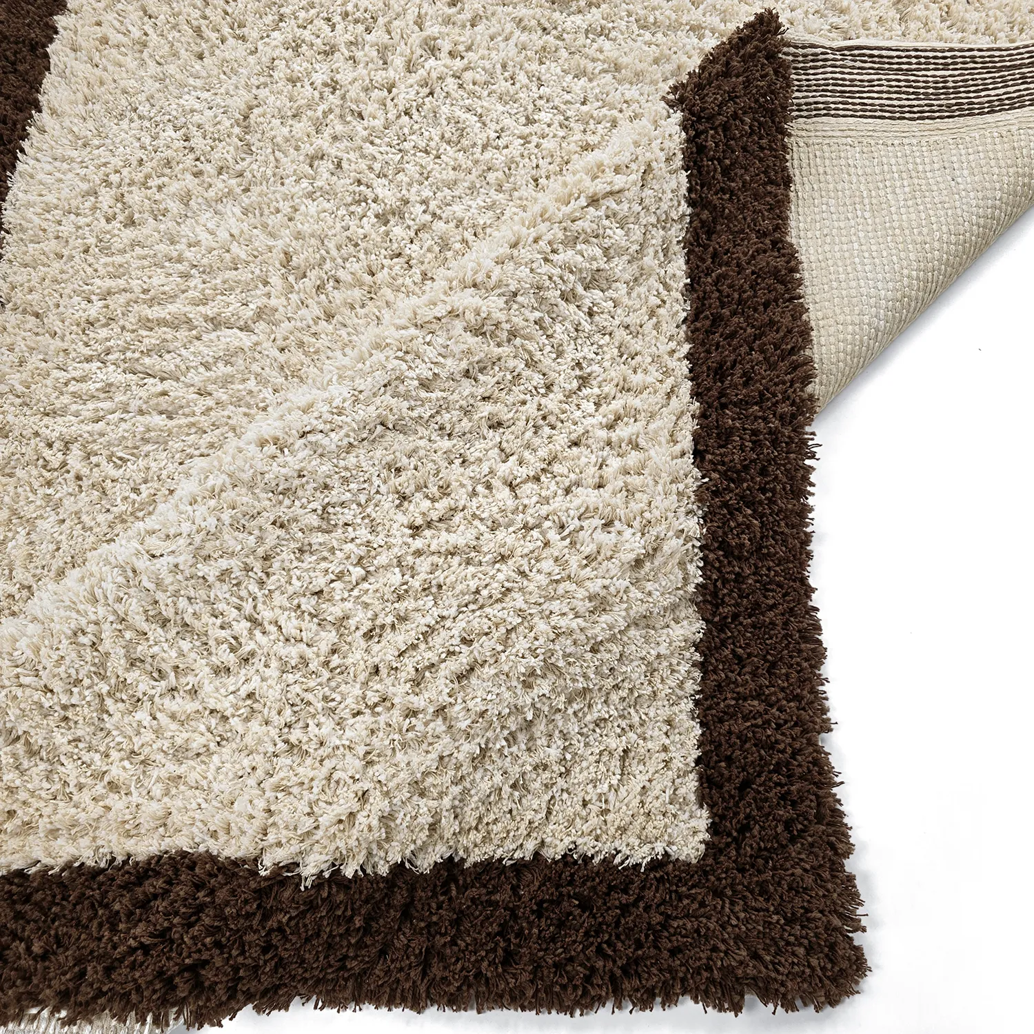 Hochflorteppiche - Sagres Natural Cotton Shaggy (offwhite/braun)