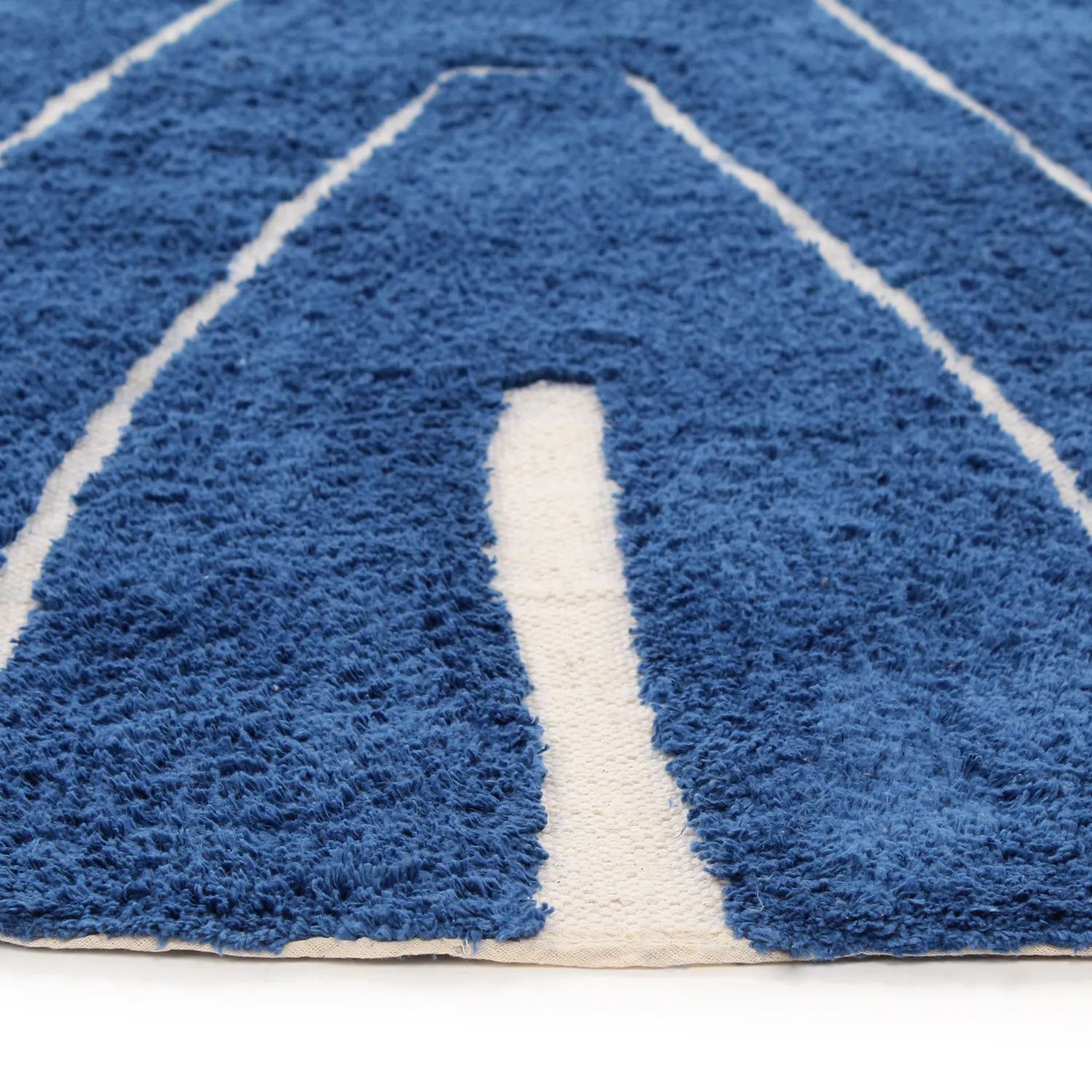 Rund Teppich - Sivia Natural Cotton Shaggy (blau)