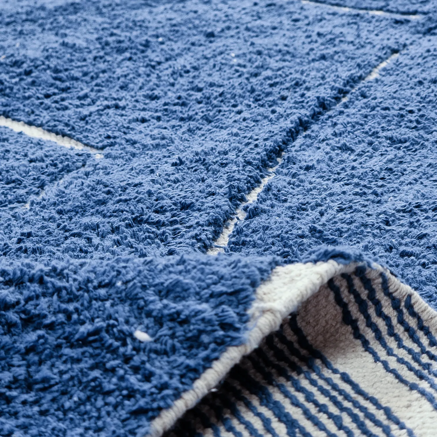Hochflorteppiche - Sivia Natural Cotton Shaggy (blau)