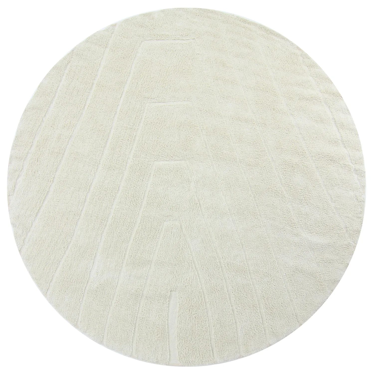 Rund Teppich - Sivia Natural Cotton Shaggy (cremefarben)