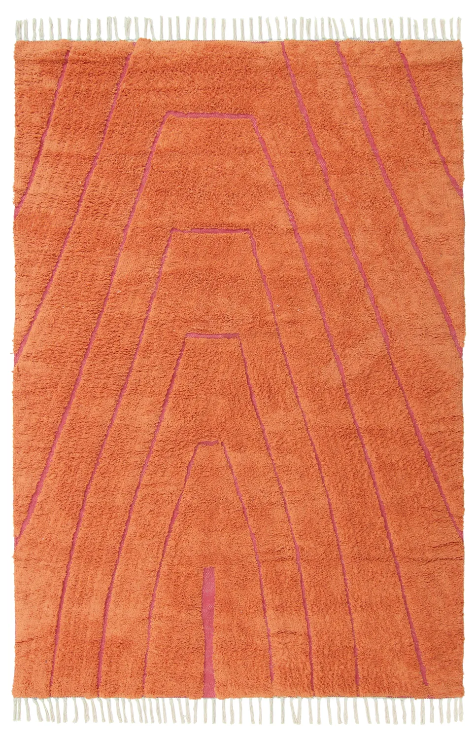 Hochflorteppiche - Sivia Natural Cotton Shaggy (rot/orange)