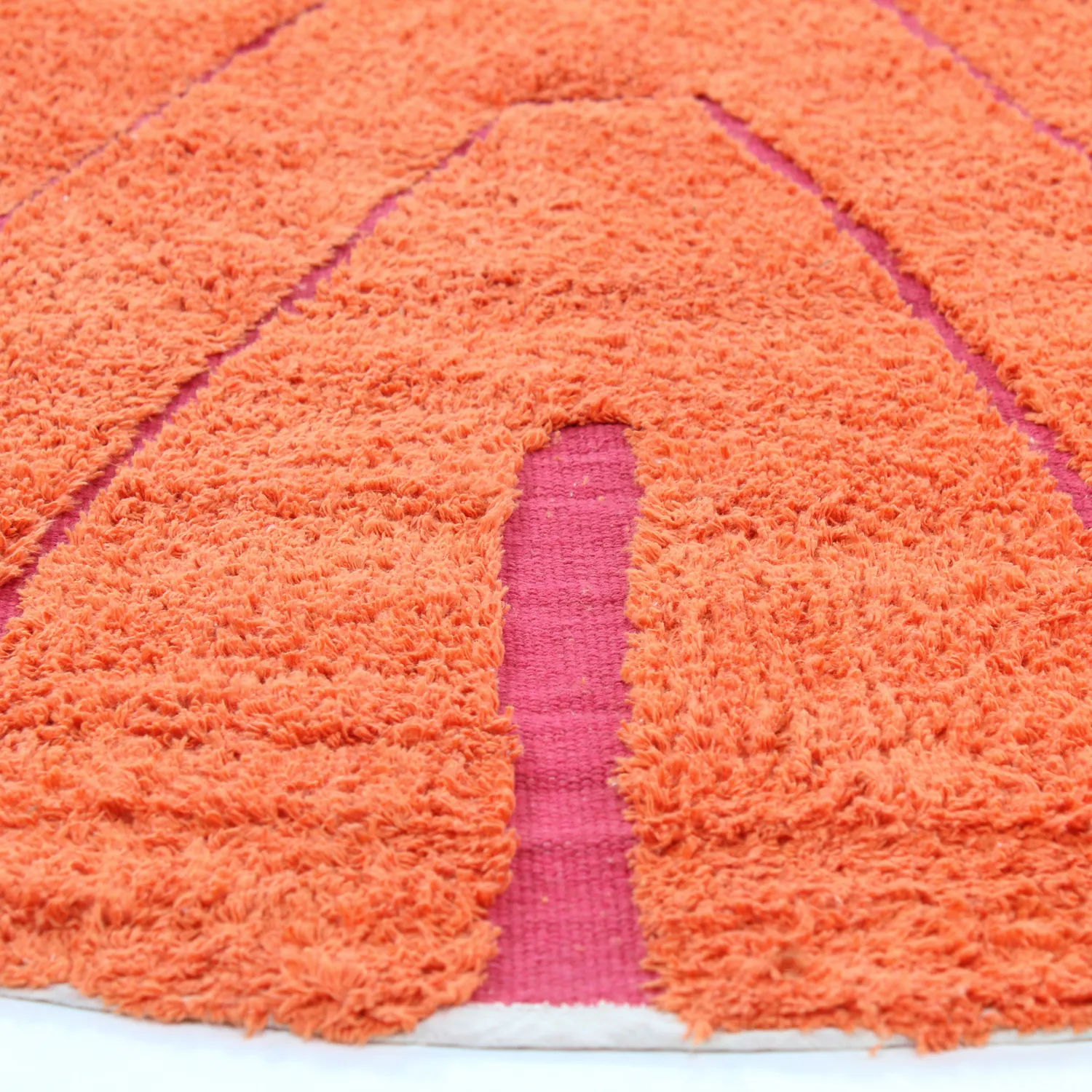 Rund Teppich - Sivia Natural Cotton Shaggy (rot/orange)