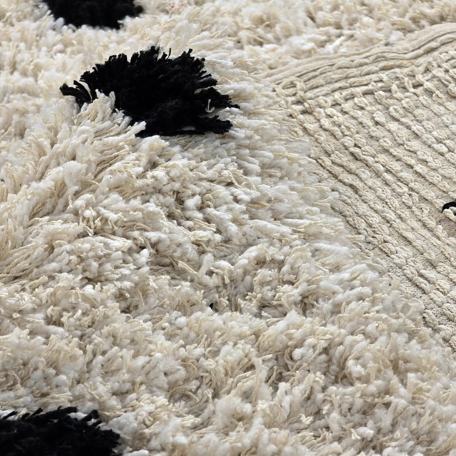 Hochflorteppiche - Soria Natural Cotton Shaggy (offwhite/schwarz)