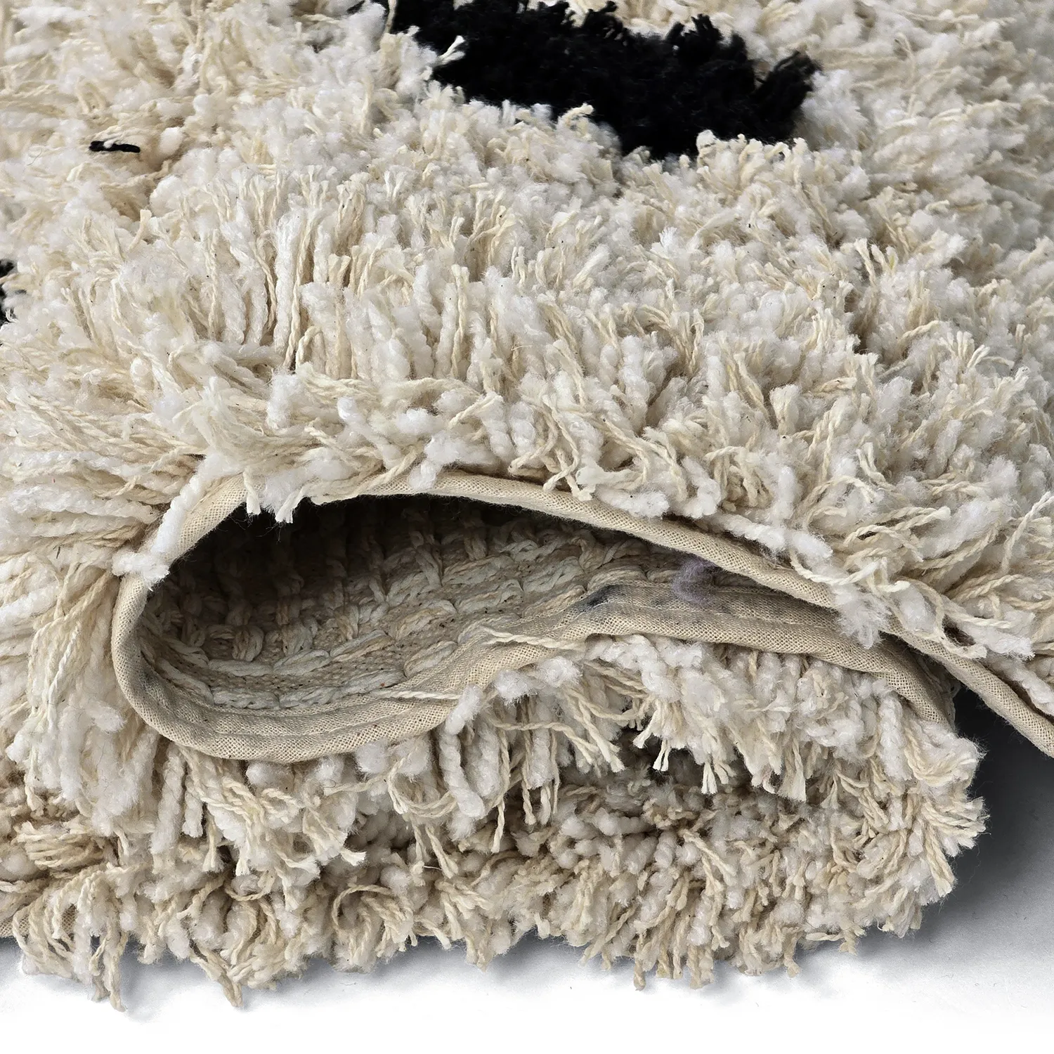 Hochflorteppiche - Soria Natural Cotton Shaggy (offwhite/schwarz)