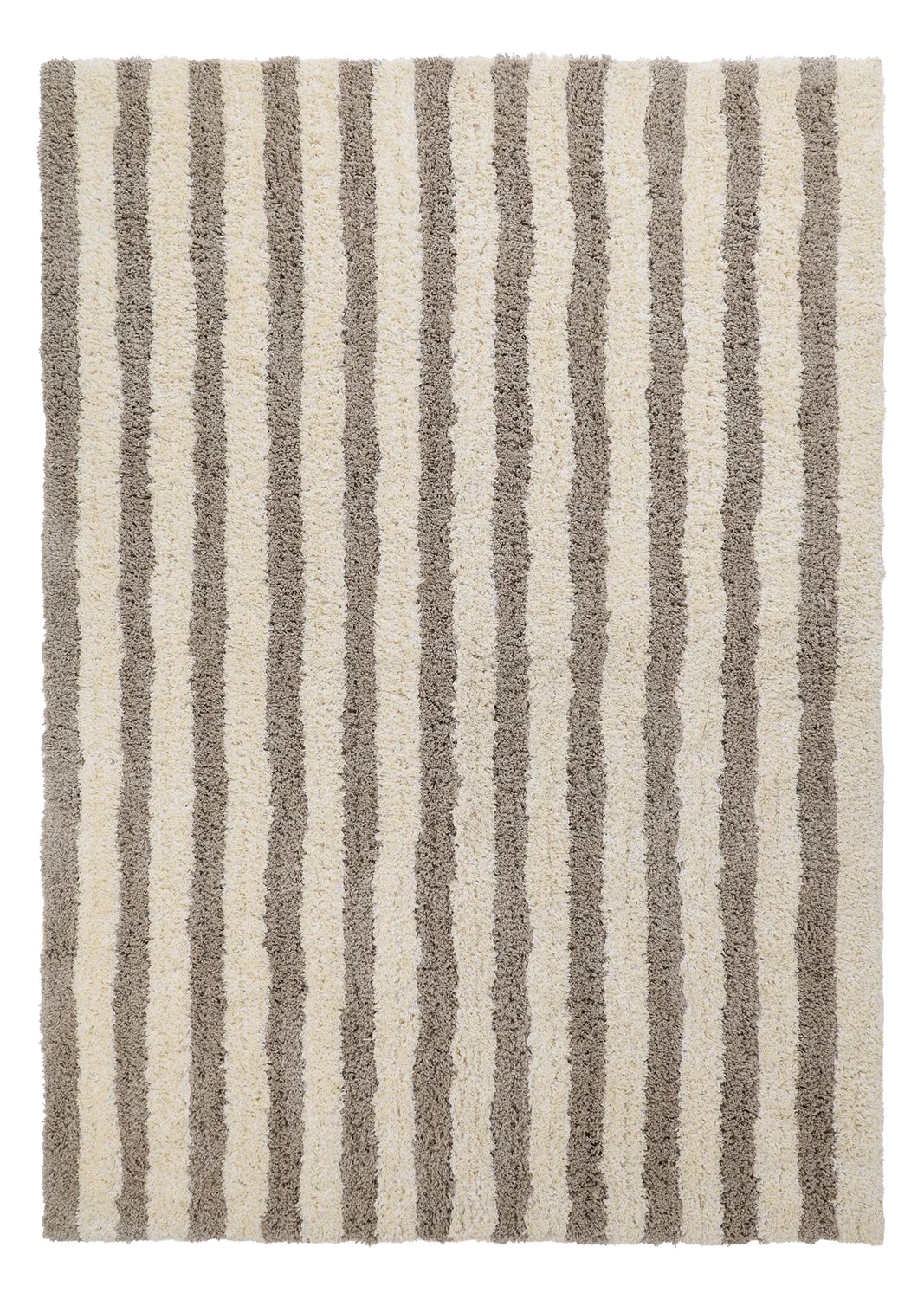 Hochflorteppiche - Thira Stripe Cotton Shaggy (creme/taupe)