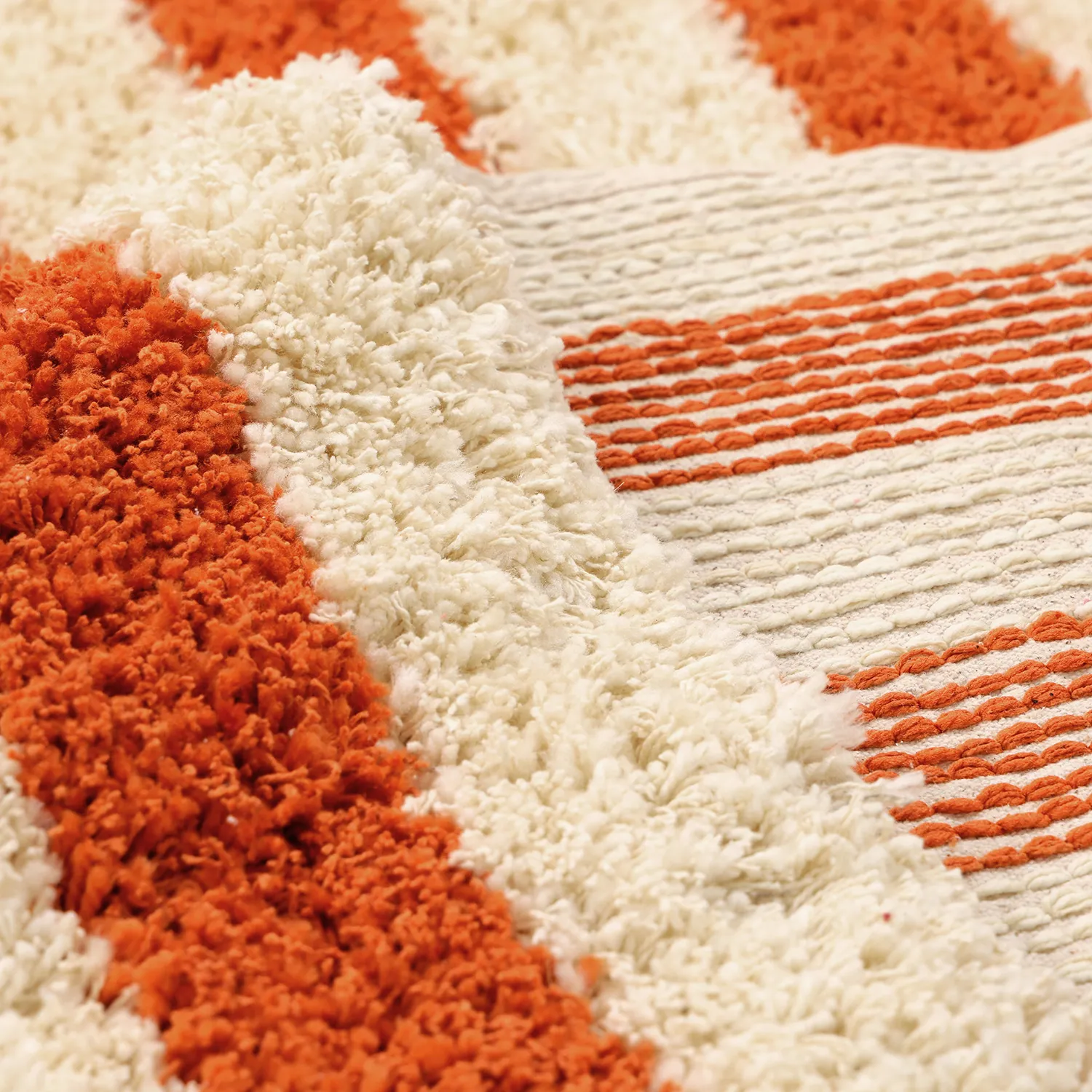 Hochflorteppiche - Thira Stripe Cotton Shaggy (hellgelb/hellorange)