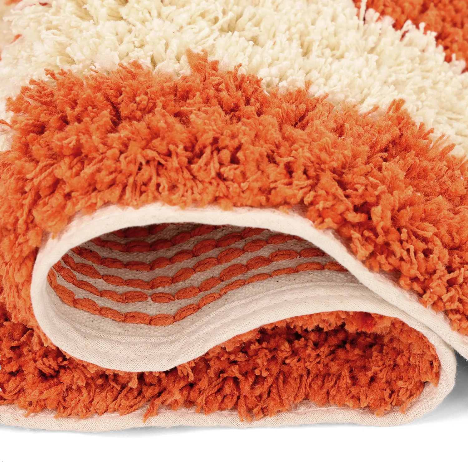 Hochflorteppiche - Thira Stripe Cotton Shaggy (hellgelb/hellorange)