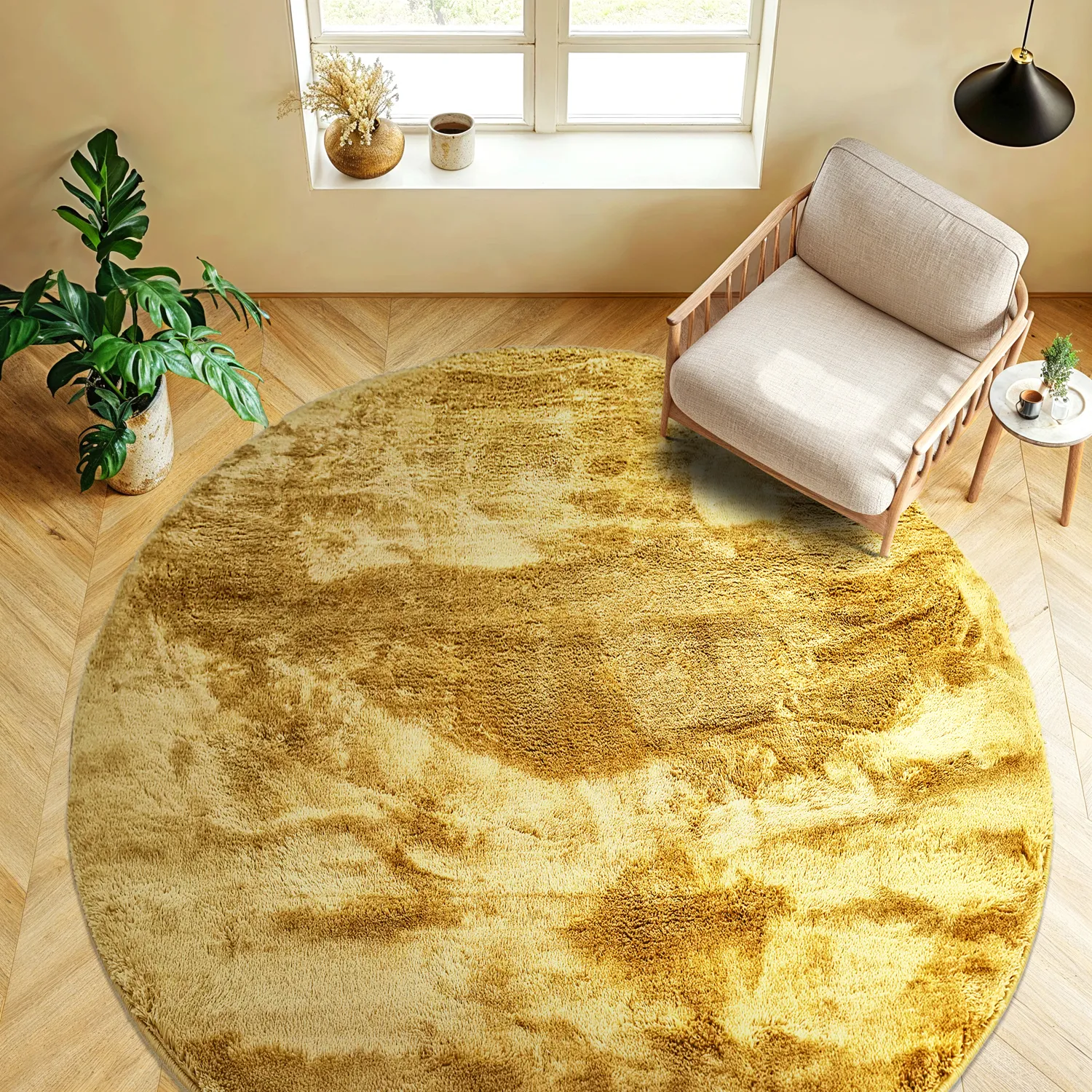 Runde Teppiche - Aranga Super Soft Fur (ochre)