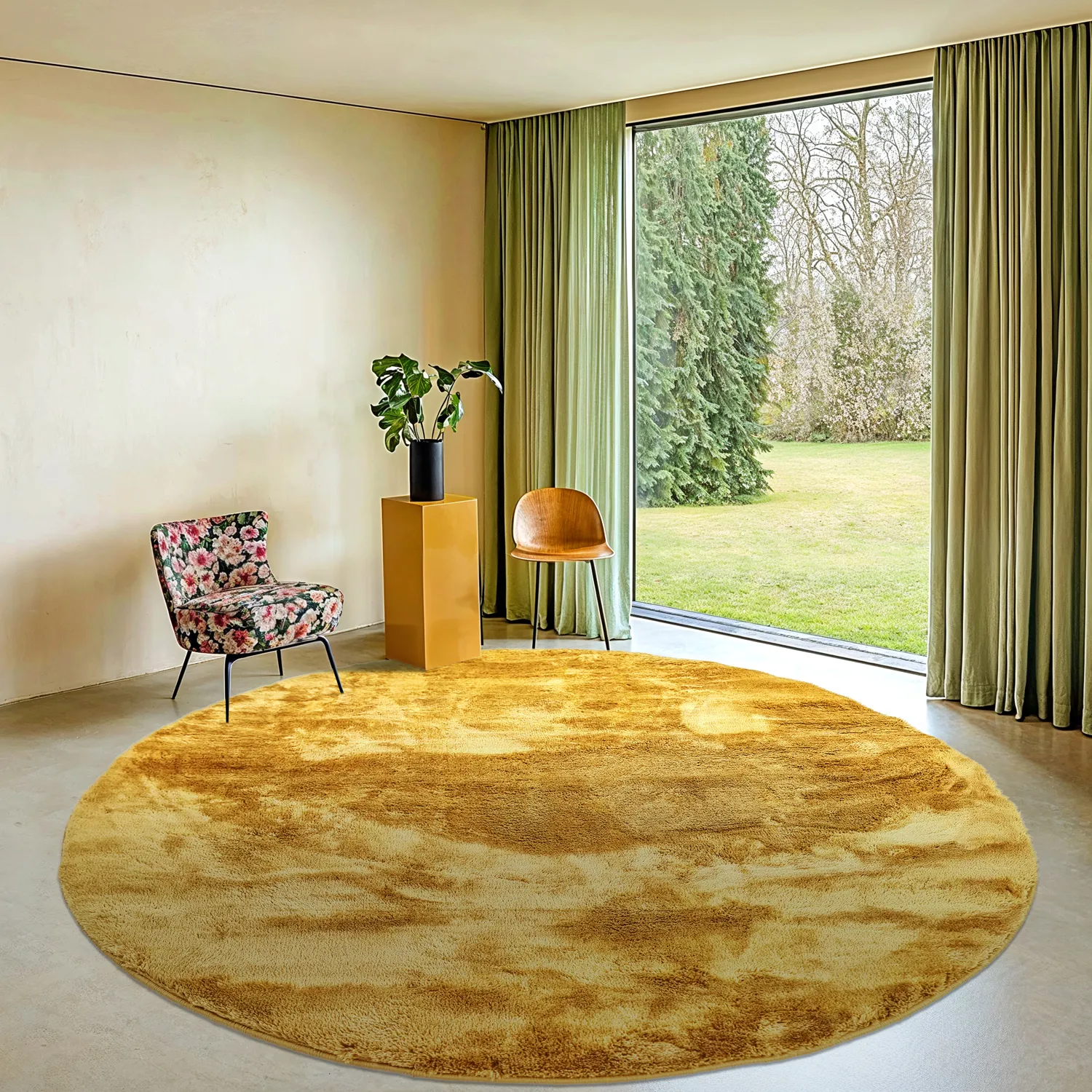 Runde Teppiche - Aranga Super Soft Fur (ochre)
