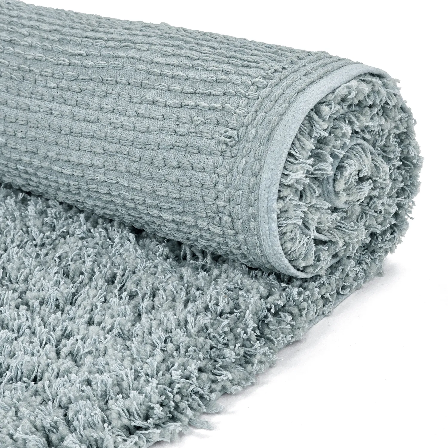 Hochflorteppiche - Combarro Solid Cotton Shaggy (hellblau)
