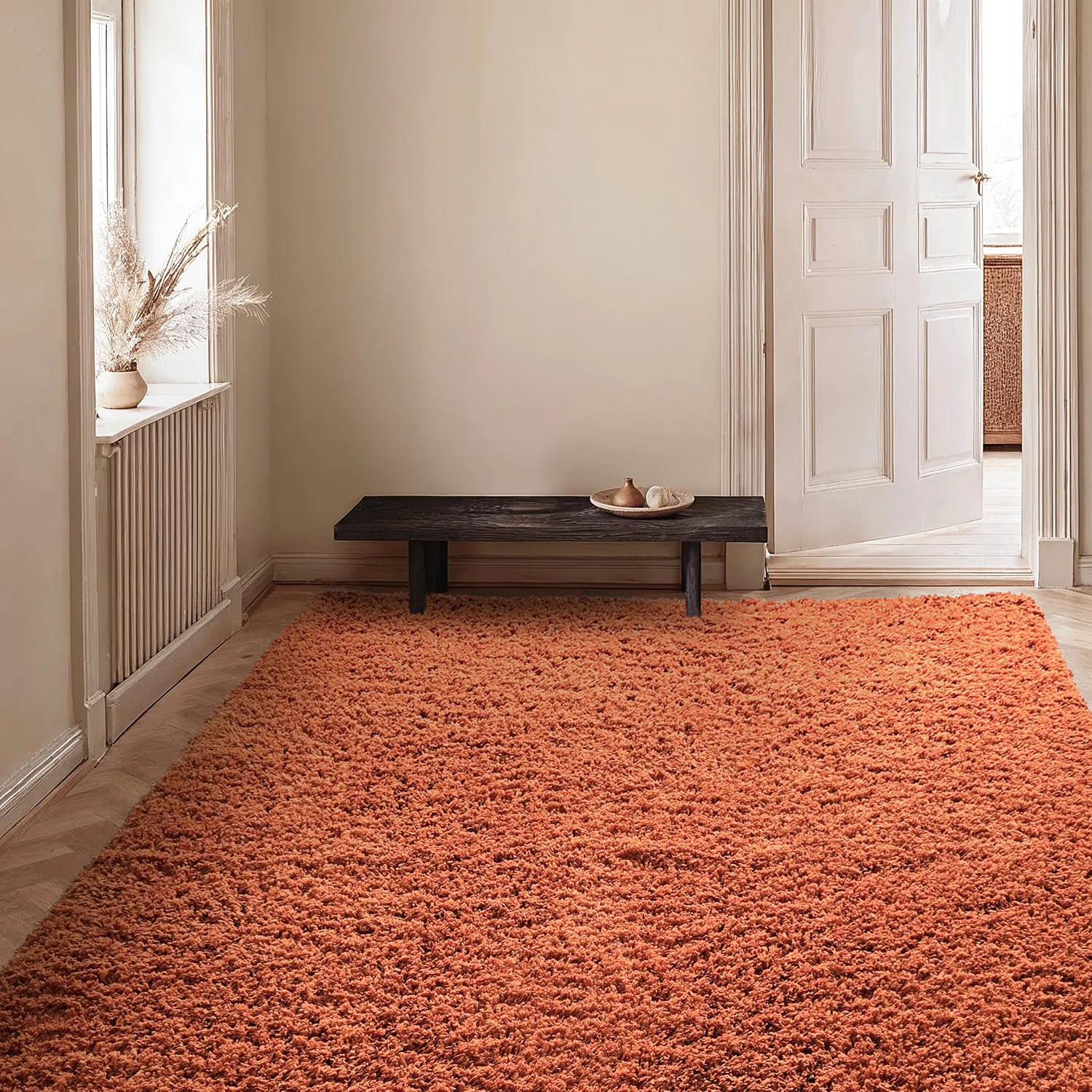 Hochflorteppiche - Combarro Solid Cotton Shaggy (hellorange)