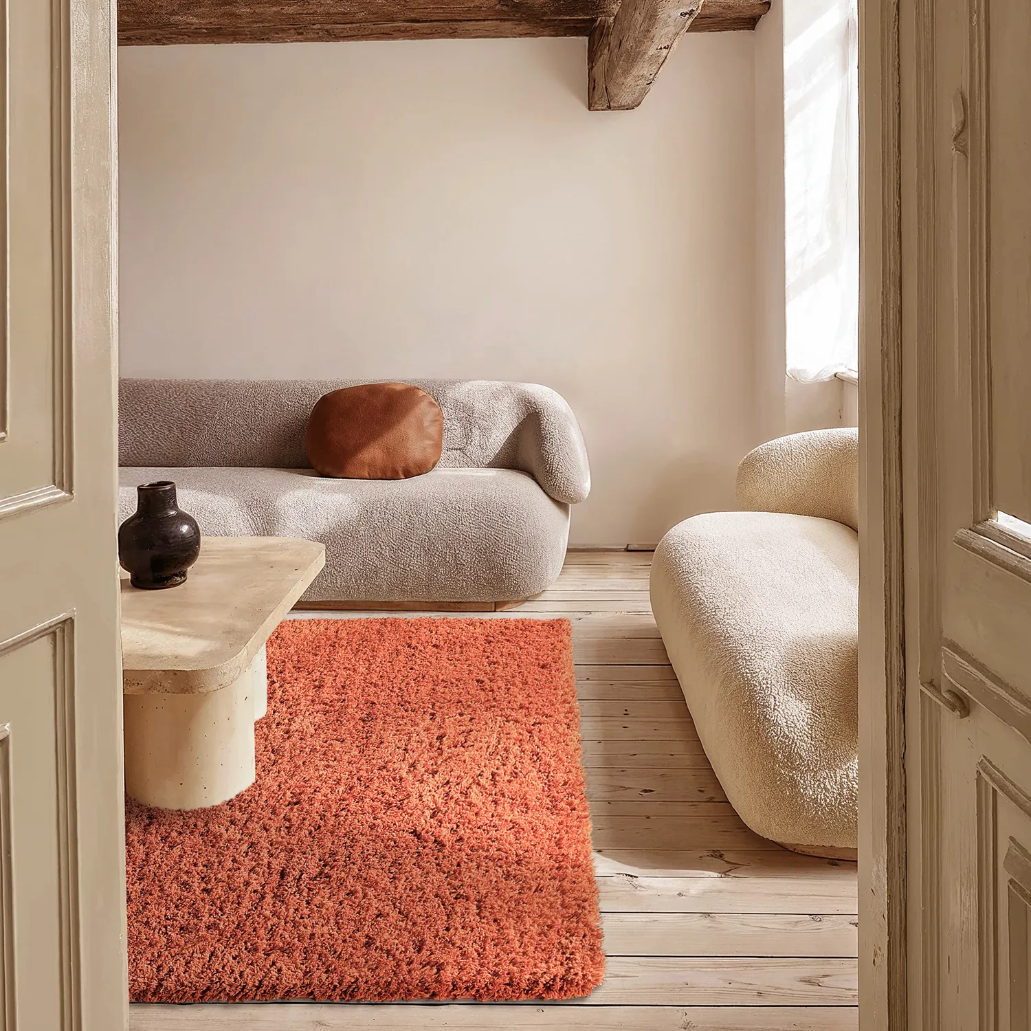 Hochflorteppiche - Combarro Solid Cotton Shaggy (hellorange)