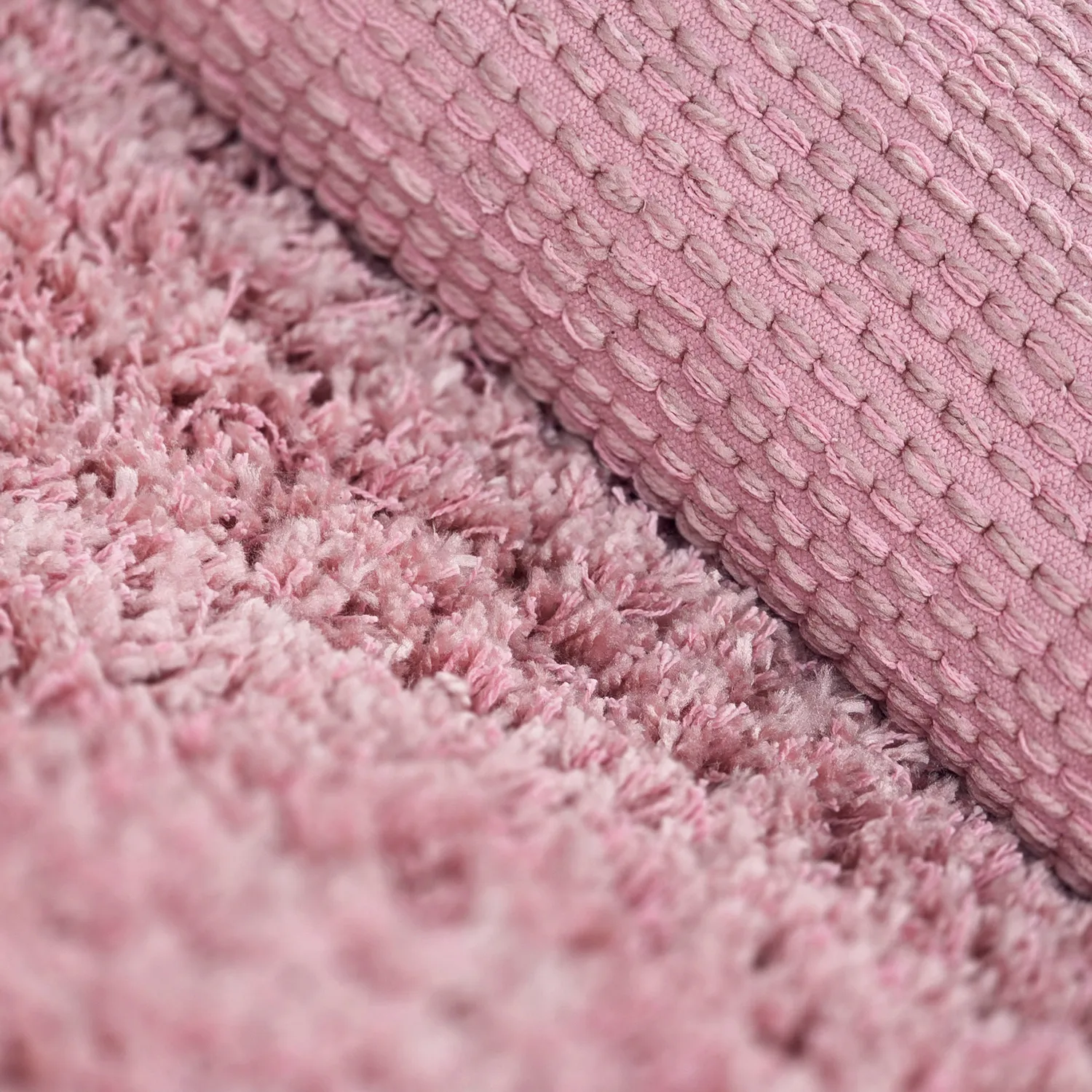 Hochflorteppiche - Combarro Solid Cotton Shaggy (hellrosa)