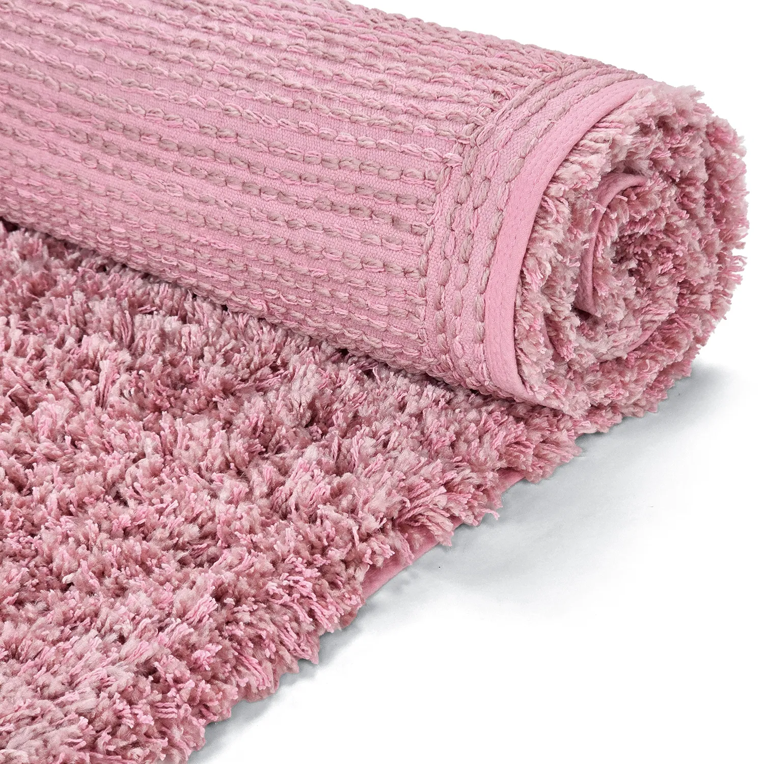 Hochflorteppiche - Combarro Solid Cotton Shaggy (hellrosa)