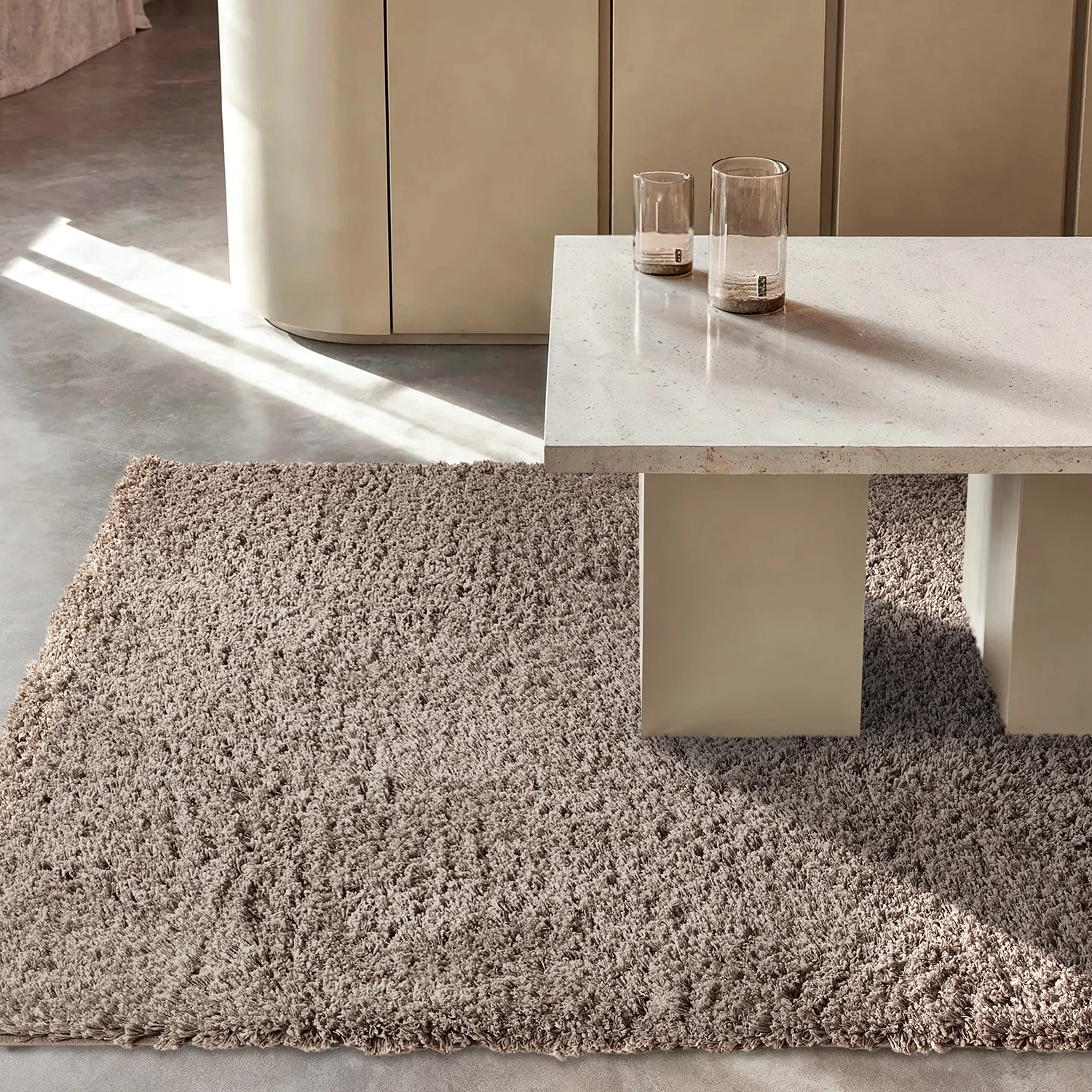 Hochflorteppiche - Combarro Solid Cotton Shaggy (taupe)