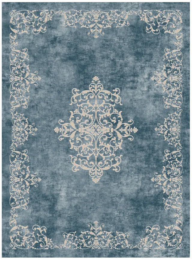 Wilton-Teppich - Santi (blau/beige)