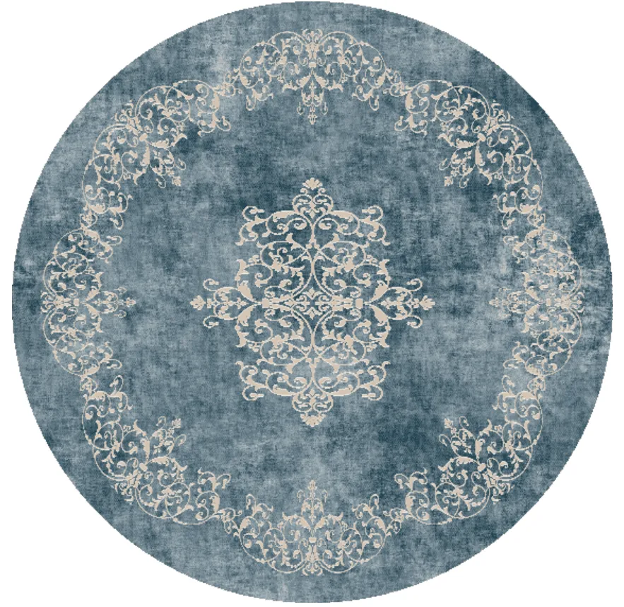 Rund Teppich - Santi (blau/beige)