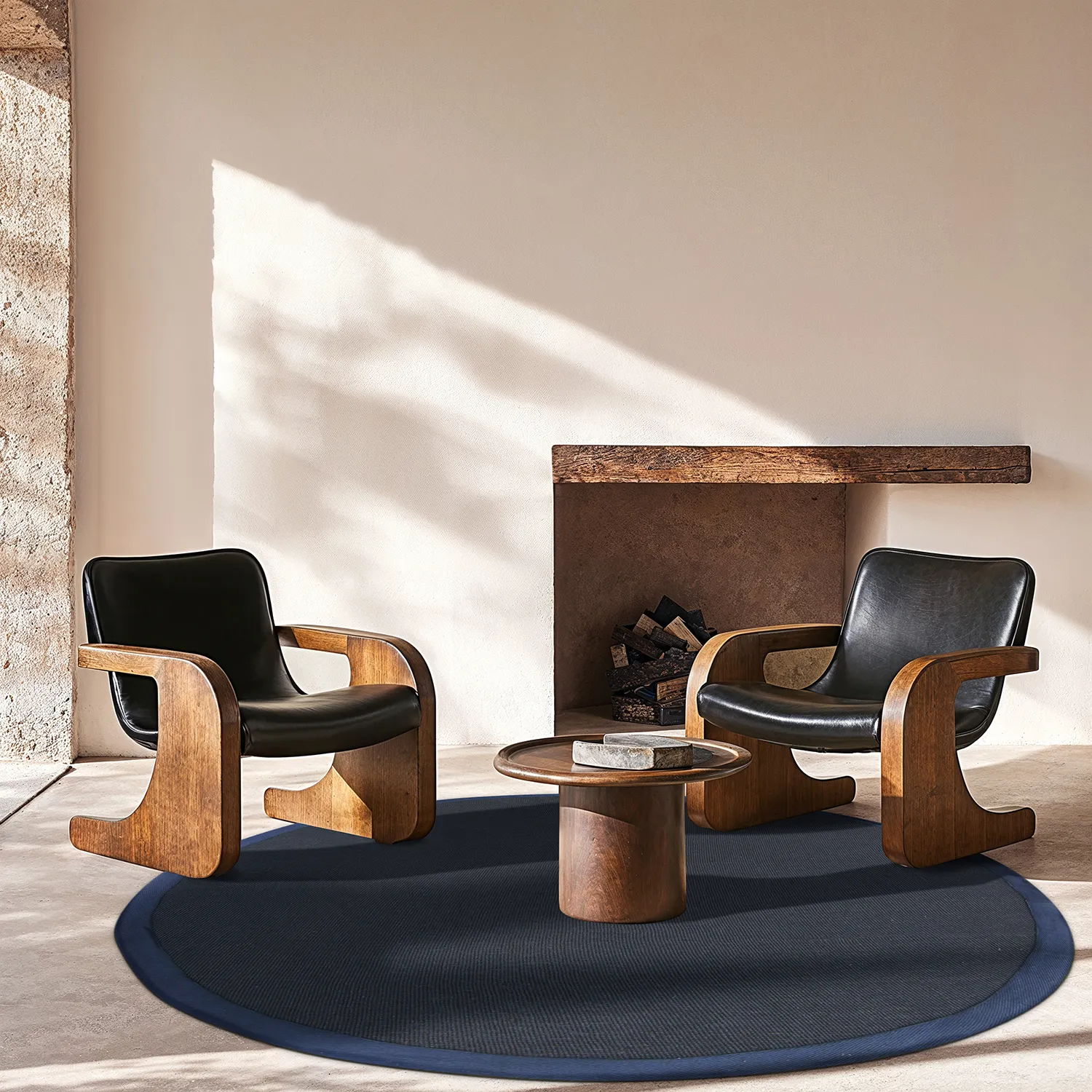 Rund Teppich (sisal) - Agave (dunkelblau)