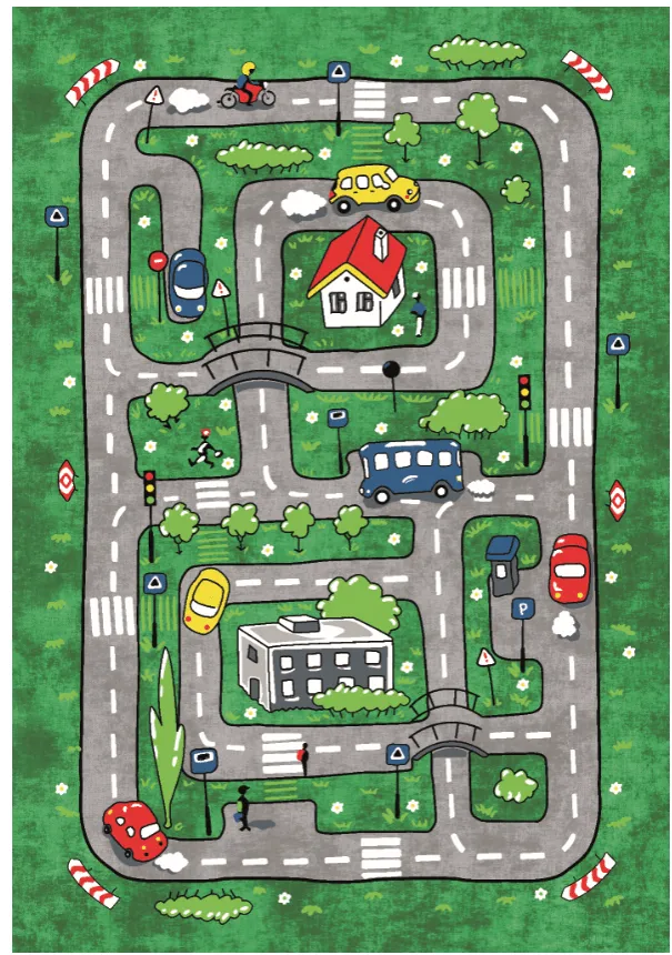 Kinderteppich - Village Road (grün)