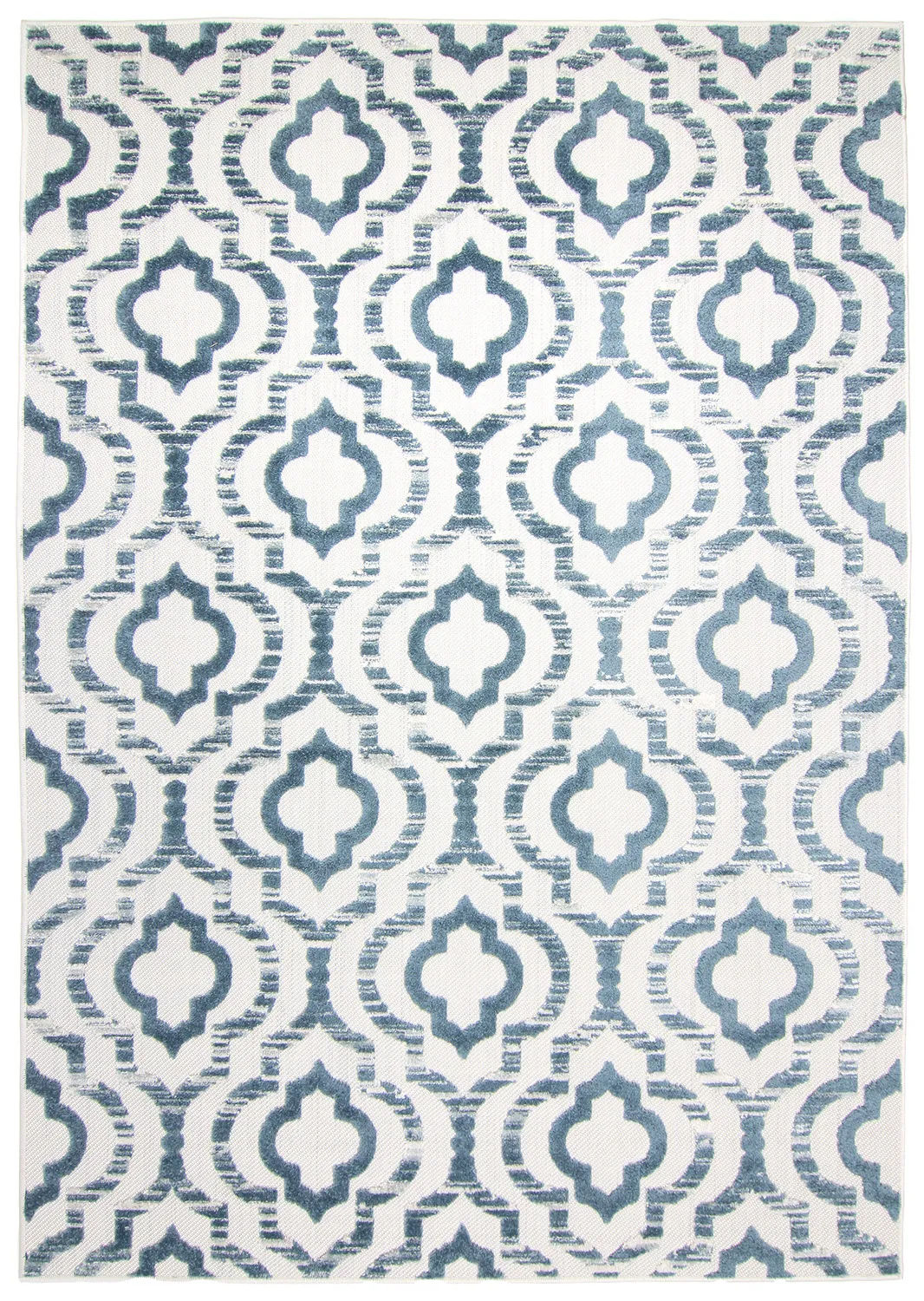 Shaggy Indoor-Outdoor - Trenton (weiß/blau)