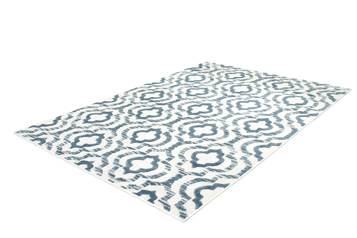 Shaggy Indoor-Outdoor - Trenton (weiß/blau)
