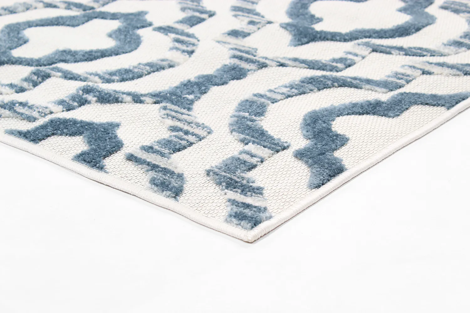 Shaggy Indoor-Outdoor - Trenton (weiß/blau)