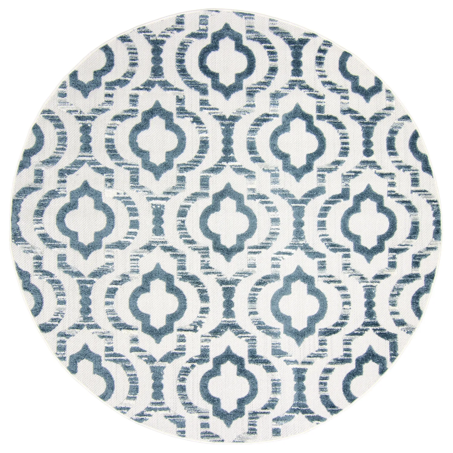 Runde Teppiche - Indoor/Outdoor Trenton (weiß/blau)