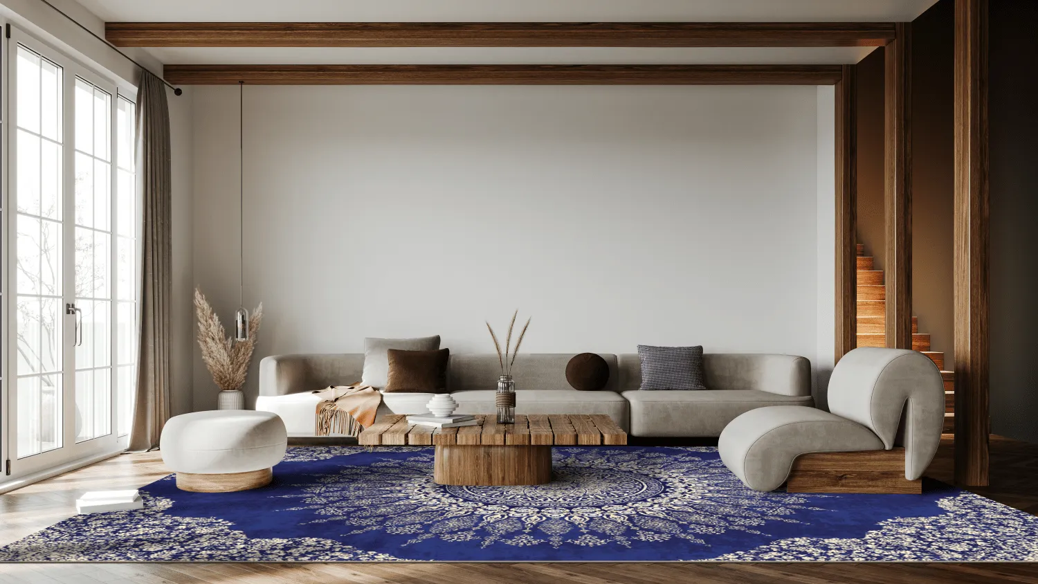 Wilton-Teppich - Sandrigo (blau/beige)