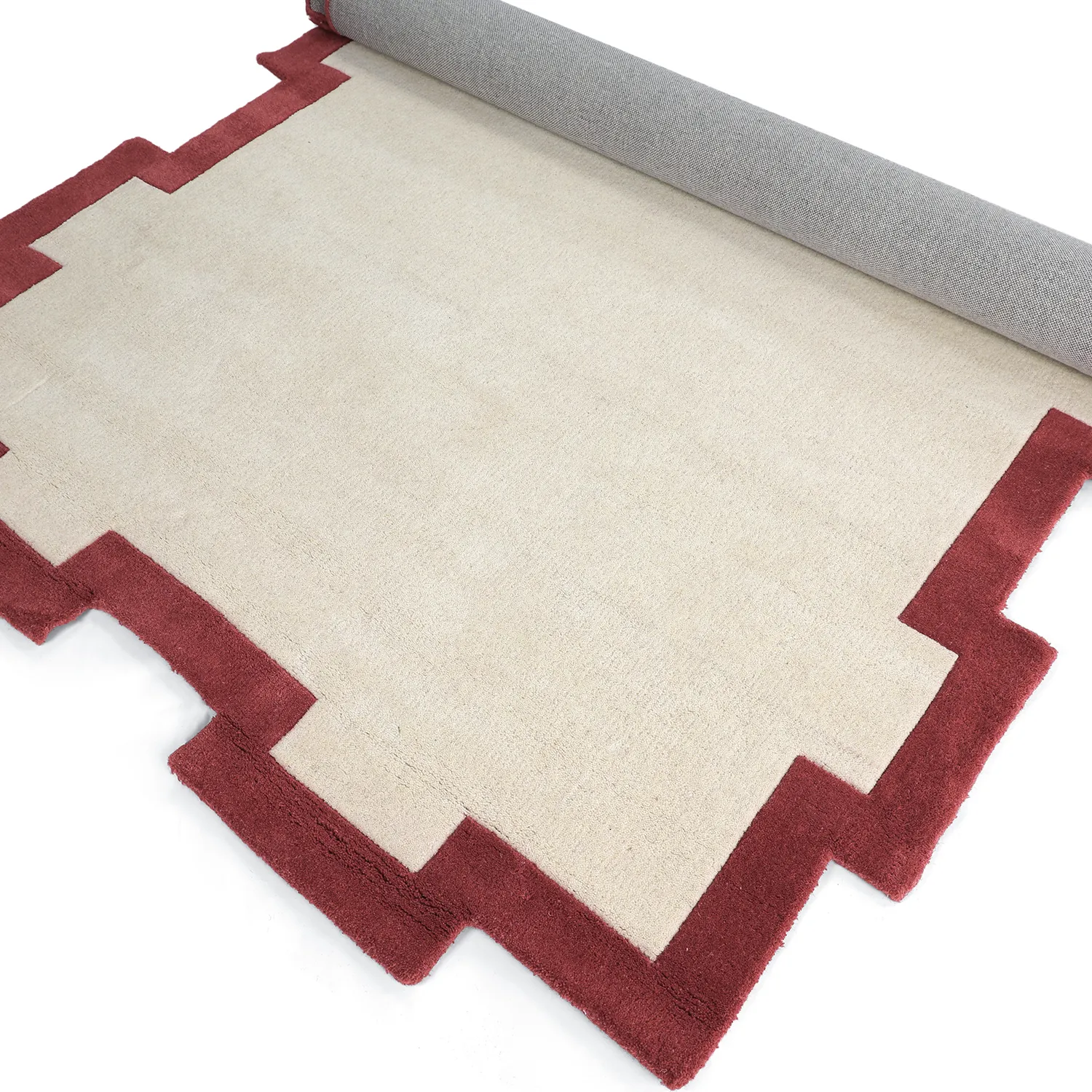Wollteppich - Agra Hand Tufted Wool Premium (creme/rot)