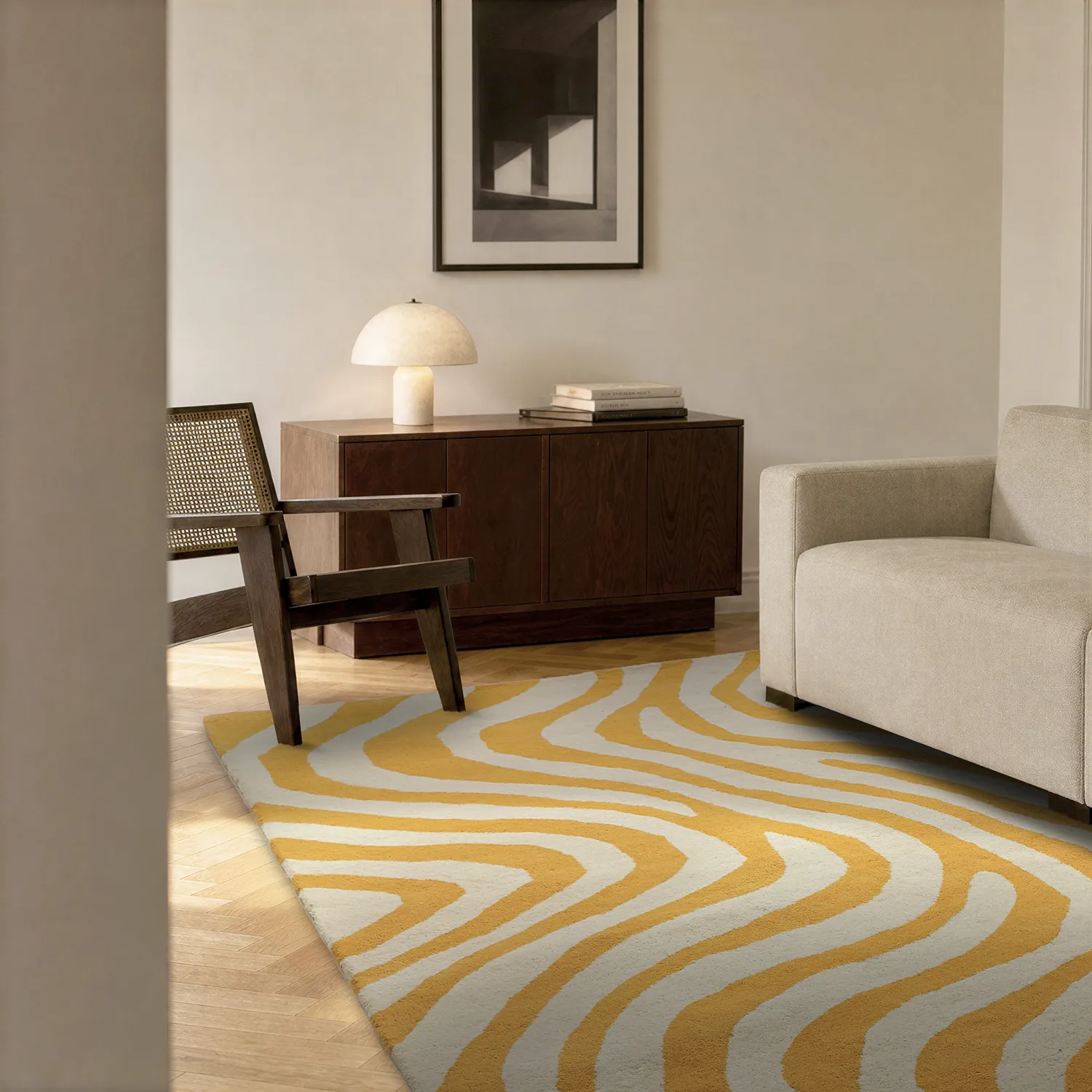 Wollteppich - Aiz Hand Tufted Wool Premium (gelb)