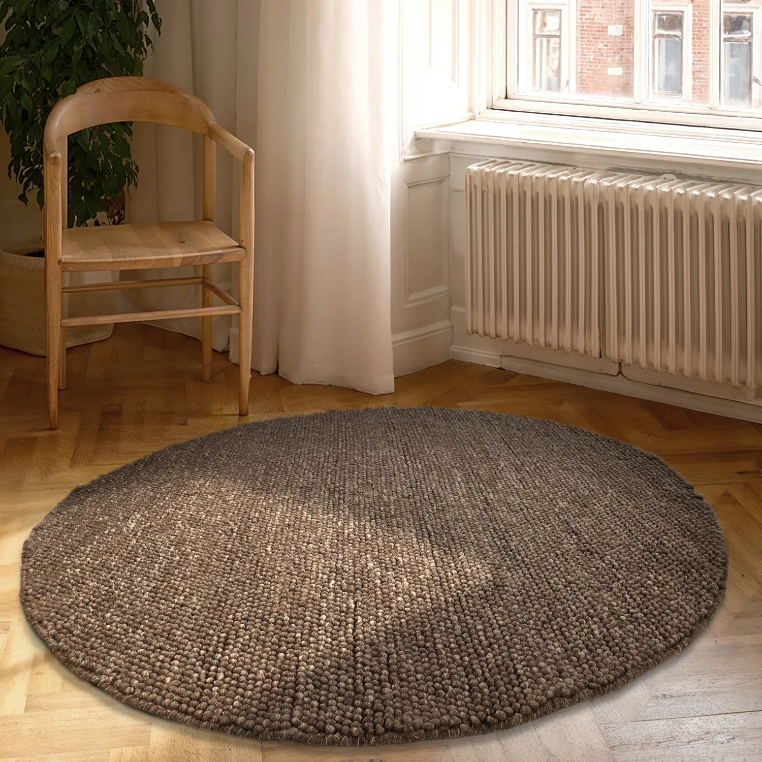 Rund Teppich - Avafors Wool Bubble (braun/beige)