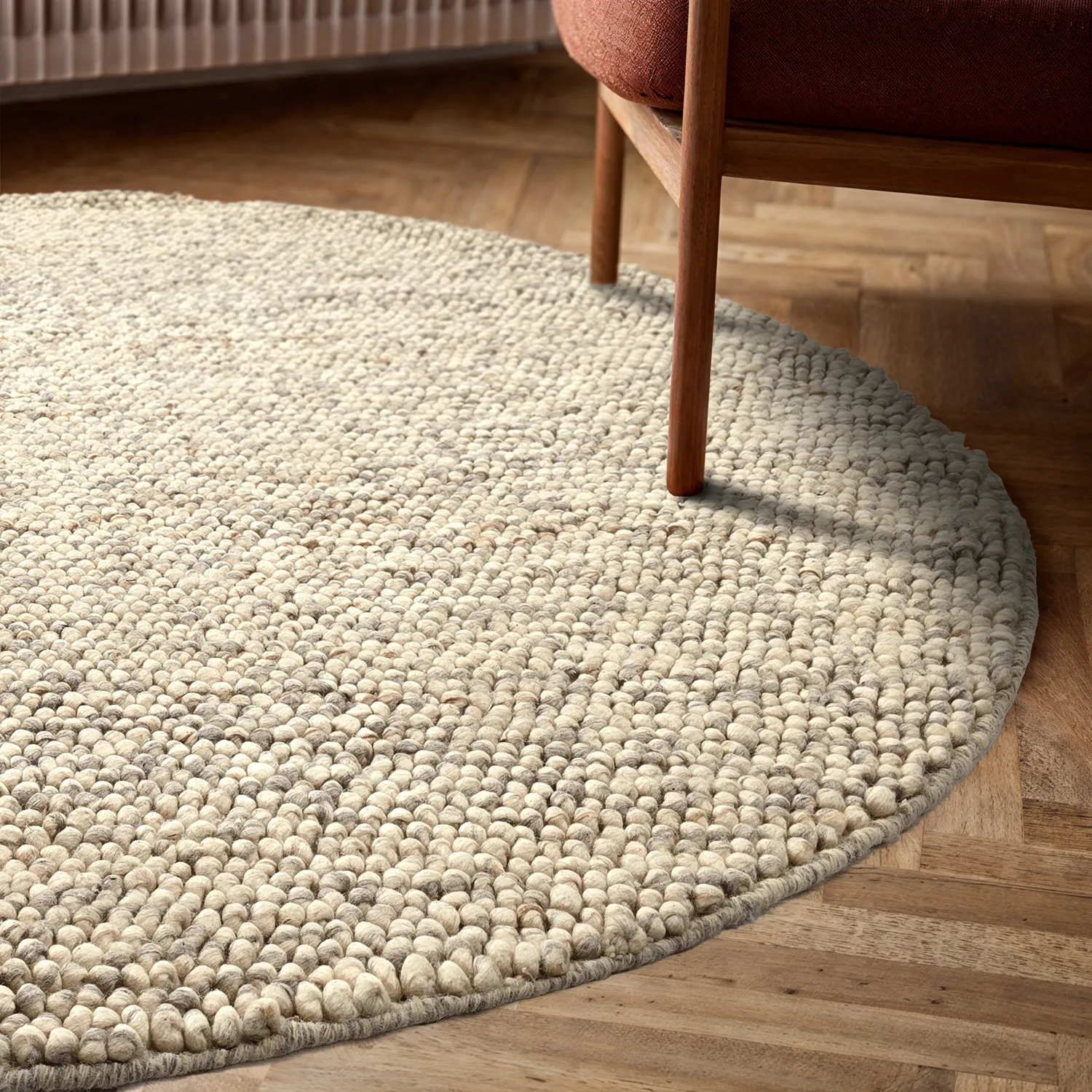 Rund Teppich - Avafors Wool Bubble (grau/beige)