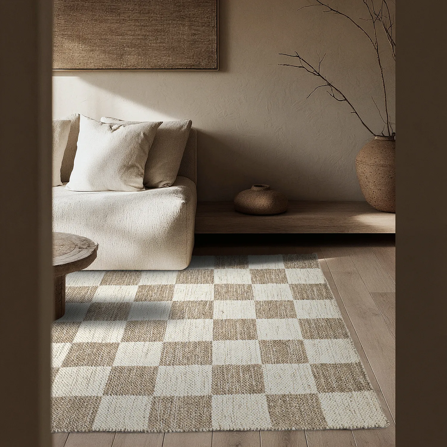Wollteppich - Dundee (beige/weiß)