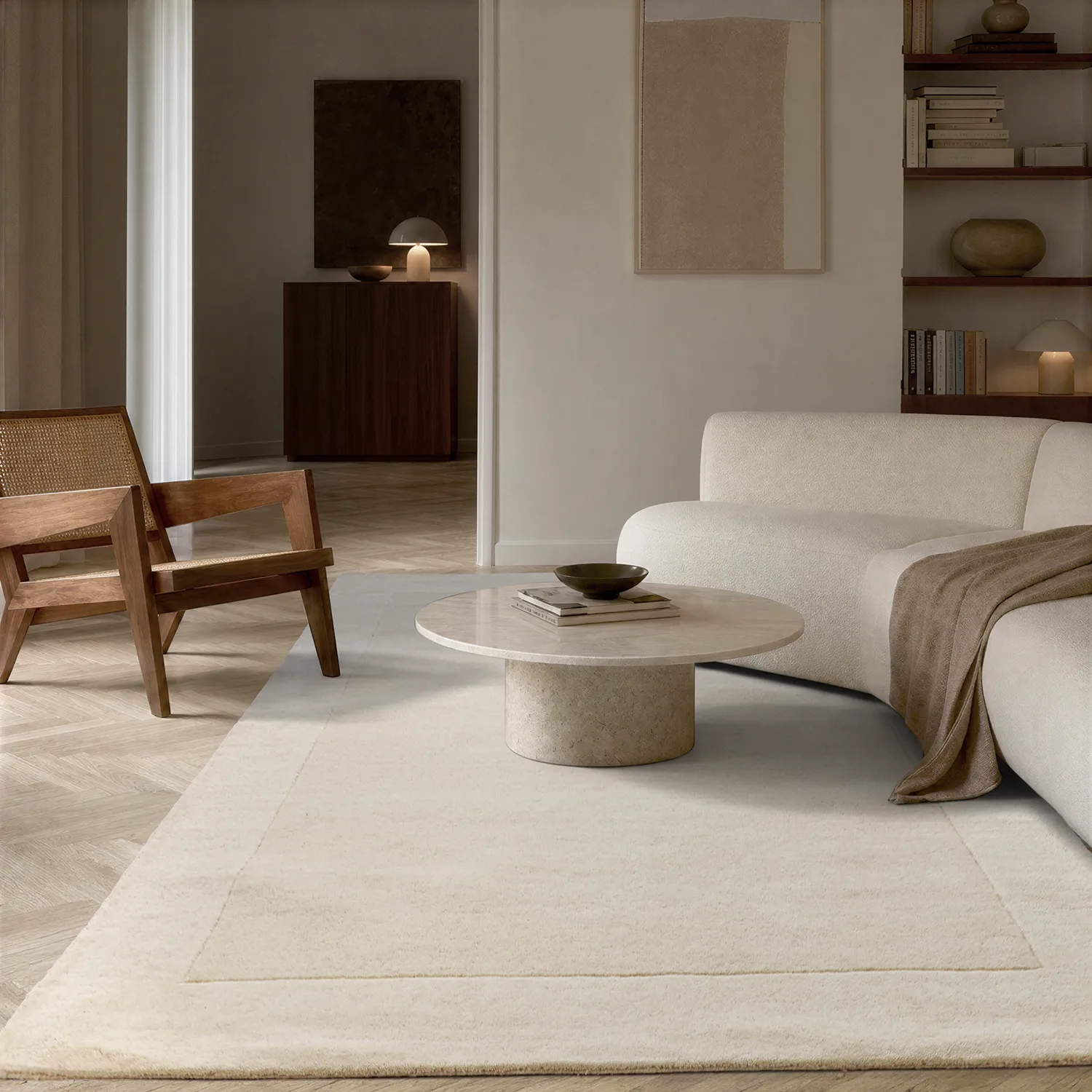 Wollteppich - Gaya Hand Tufted Wool Premium (cremefarben/weiß)