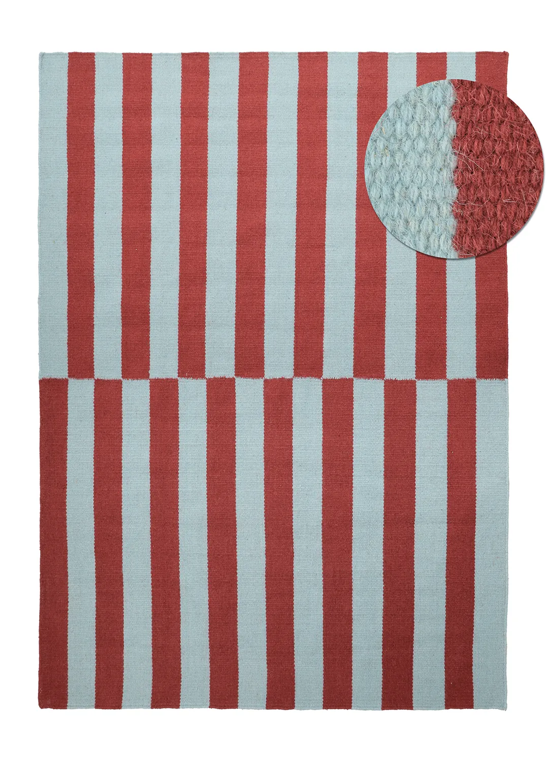 Wollteppich - Peniche (hellblau/rot)
