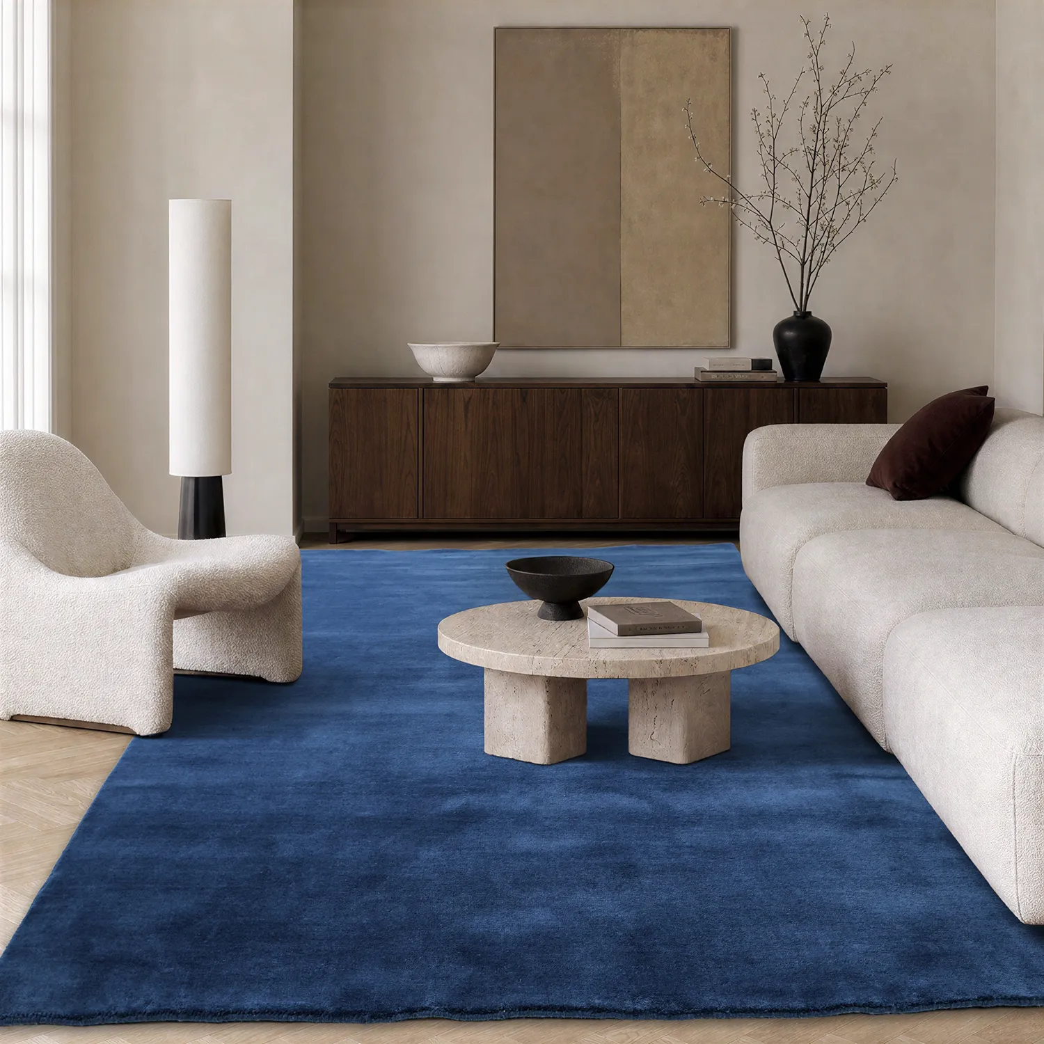 Wollteppich - Rozel Handloom Wool Premium (marineblau)